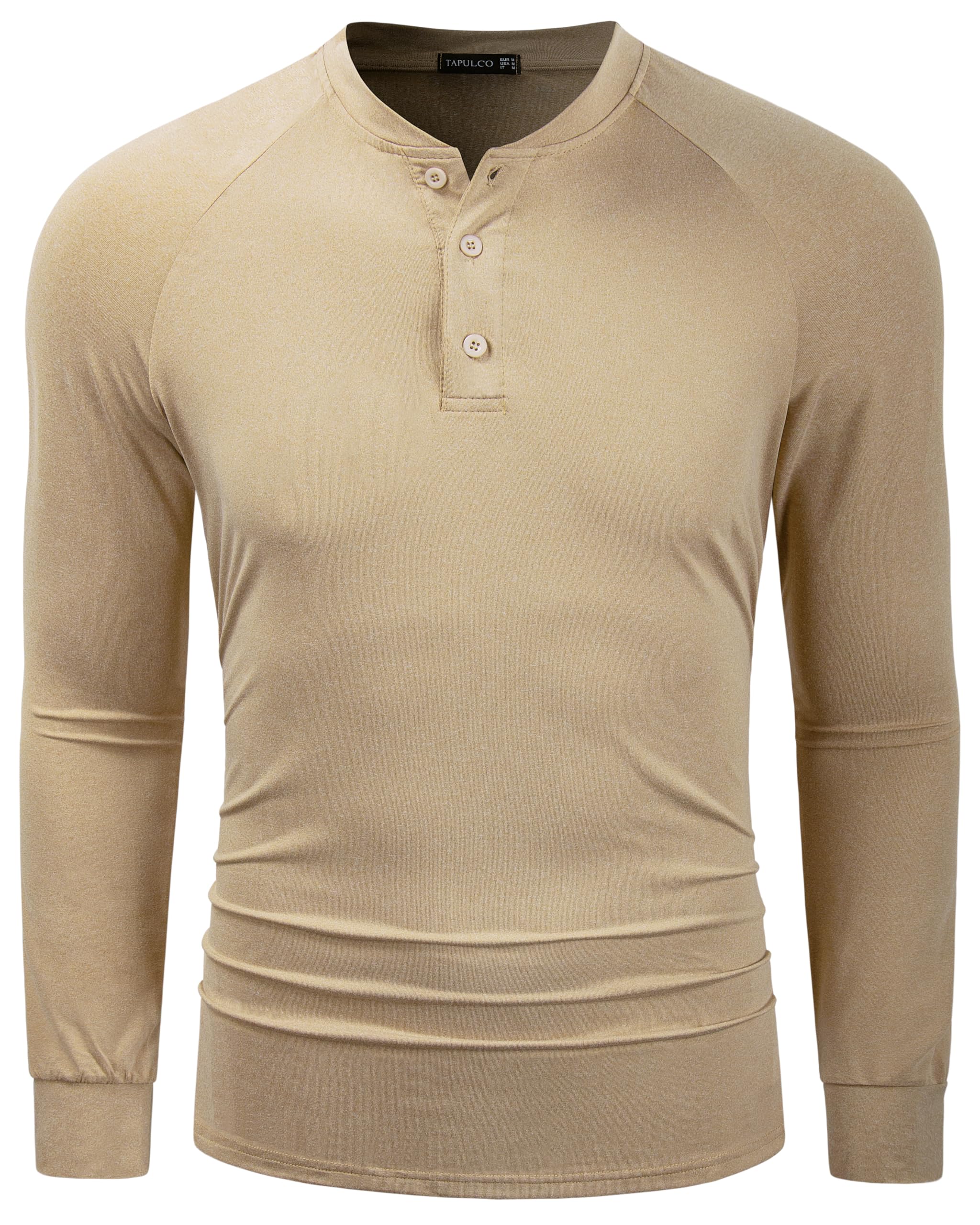 TAPULCO Men's Basic Henley Shirts - Long Sleeve Stretchy Comfortable Casual T-Shirts for Daily Wear | Perfect for Work, Weekend & Outdoor Activities