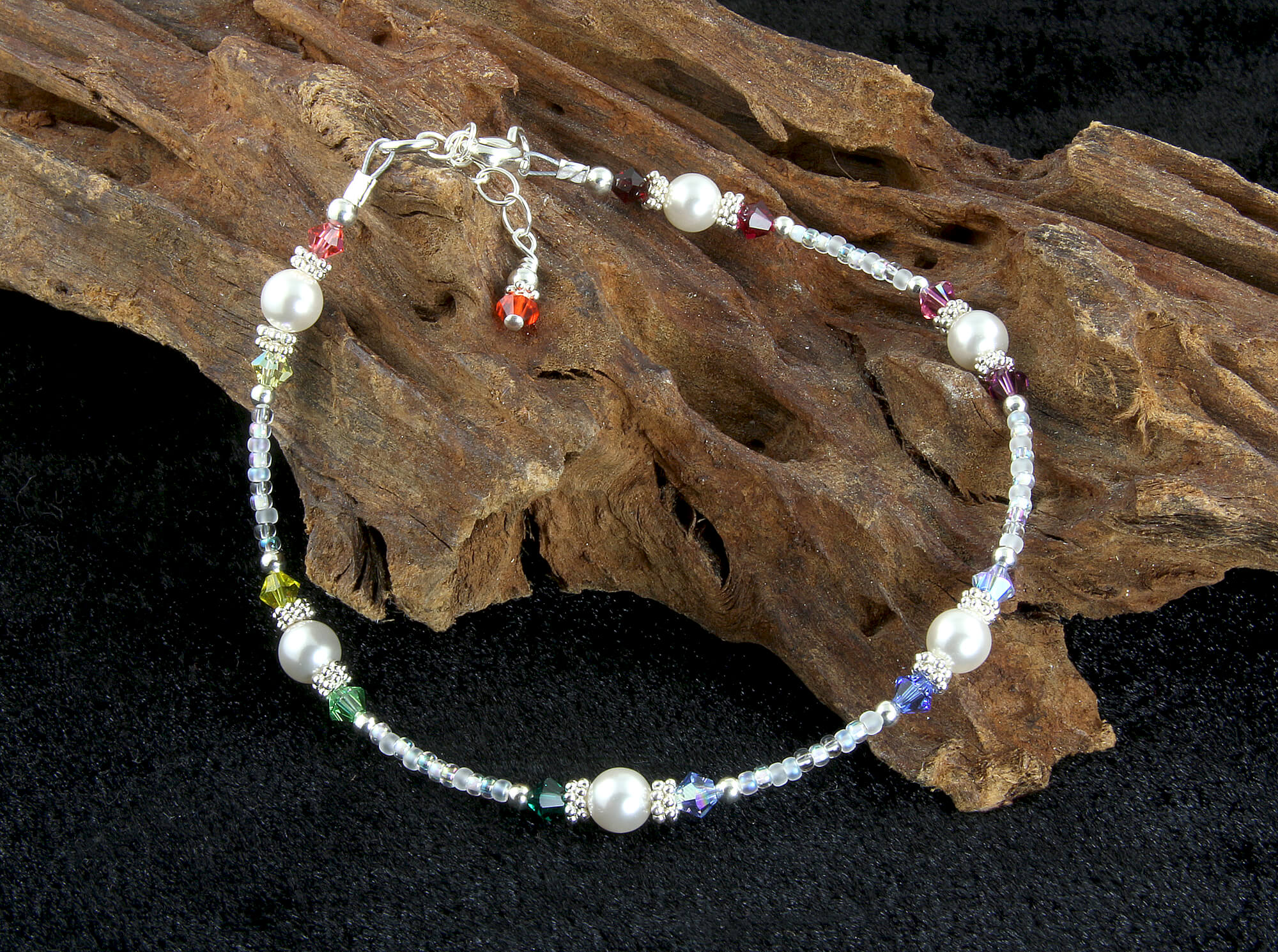 White Rainbow Crystal Beaded Anklet - Elegant Bohemian Ankle Bracelet for Women | Perfect for Summer, Beach, Weddings & Boho Fashion