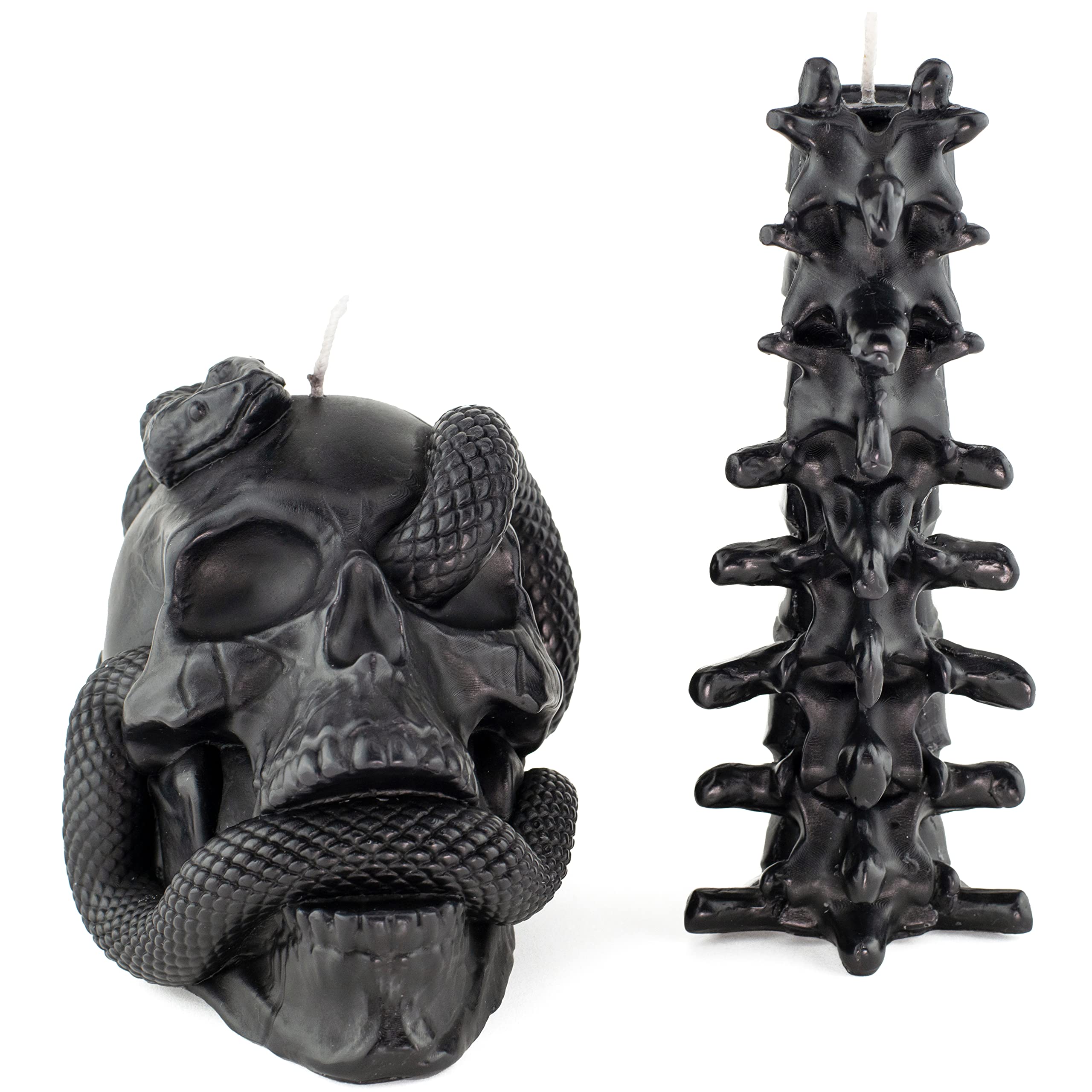Gothic Skull Candle Set with Snake & Coffin Box - Halloween Decor for Goth Home