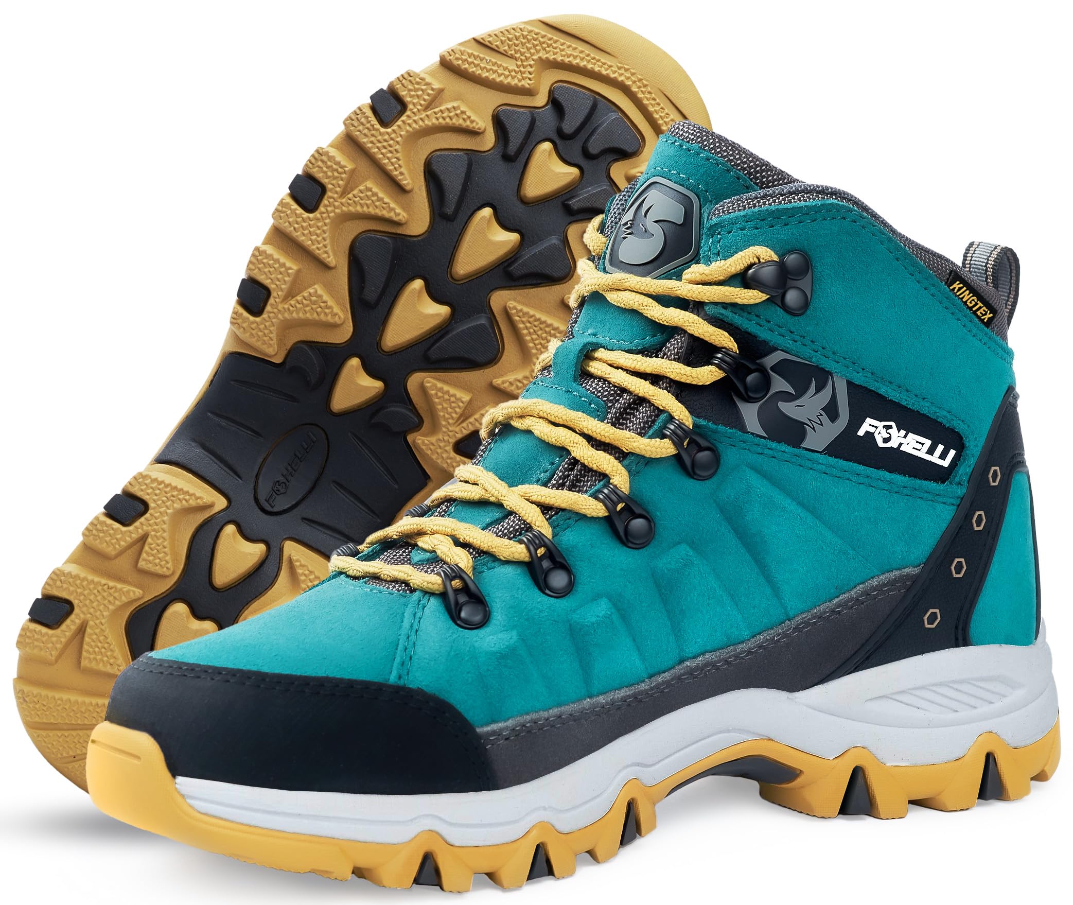 Foxelli Women's Hiking Boots - Waterproof Lightweight Breathable Suede Leather Boots for Outdoor Trekking & Trail Running