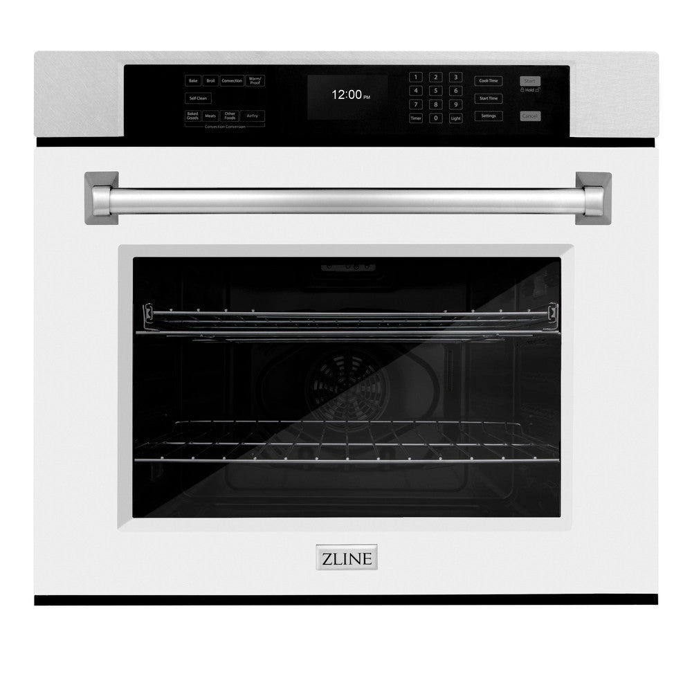 ZLINE 30 Inch Professional True Convection Single Wall Oven with Air Fry & Self-Clean - Stainless Steel with White Matte Door | Perfect for Home Chefs & Baking Enthusiasts | Ideal for Kitchens, Air Frying, Roasting & Self-Cleaning Convenience