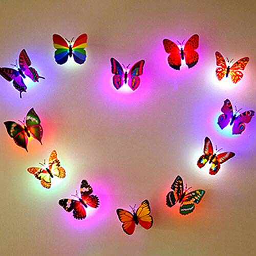 3D Butterfly LED Wall Light - 1PC Night Light for Kids Room Decor, Plastic Butterfly Wall Stickers for Bedroom, Nursery & Home Decoration | Perfect for Children's Bedroom, Playroom & Party Decor
