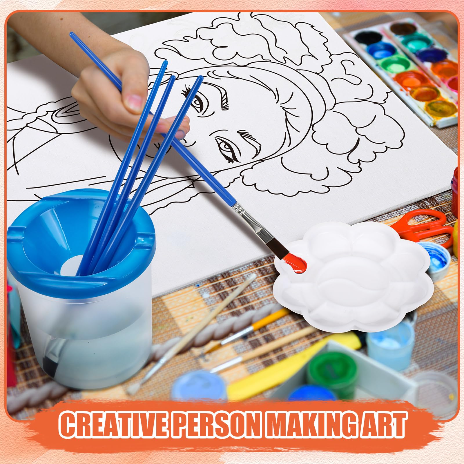 140 Pcs Pre-Drawn Canvas Painting Kit - 20 Set DIY Sip and Paint Art Supplies for Adults - Virtual Birthday Party Favors, Date Night Activities & Craft Gifts (Elegant Lady Design) - Perfect for Home Decor, Art Therapy & Creative Relaxation