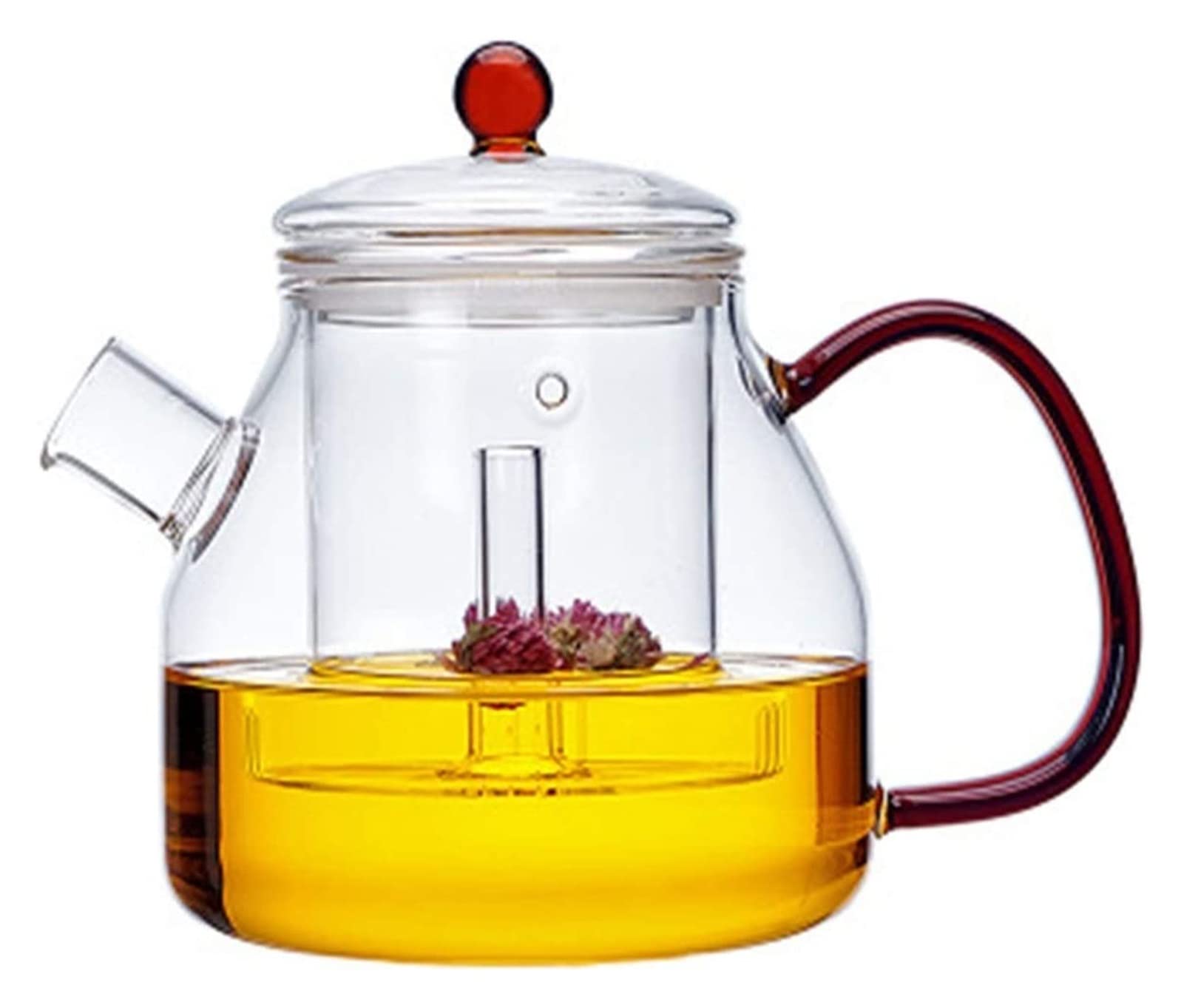 Premium HH-CC Glass Teapot - High Borosilicate Transparent Thickened Teapot with Heat-Resistant Liner - Perfect for Loose Leaf Tea, Herbal Infusions & Coffee Brewing - Ideal for Home, Office & Tea Ceremonies