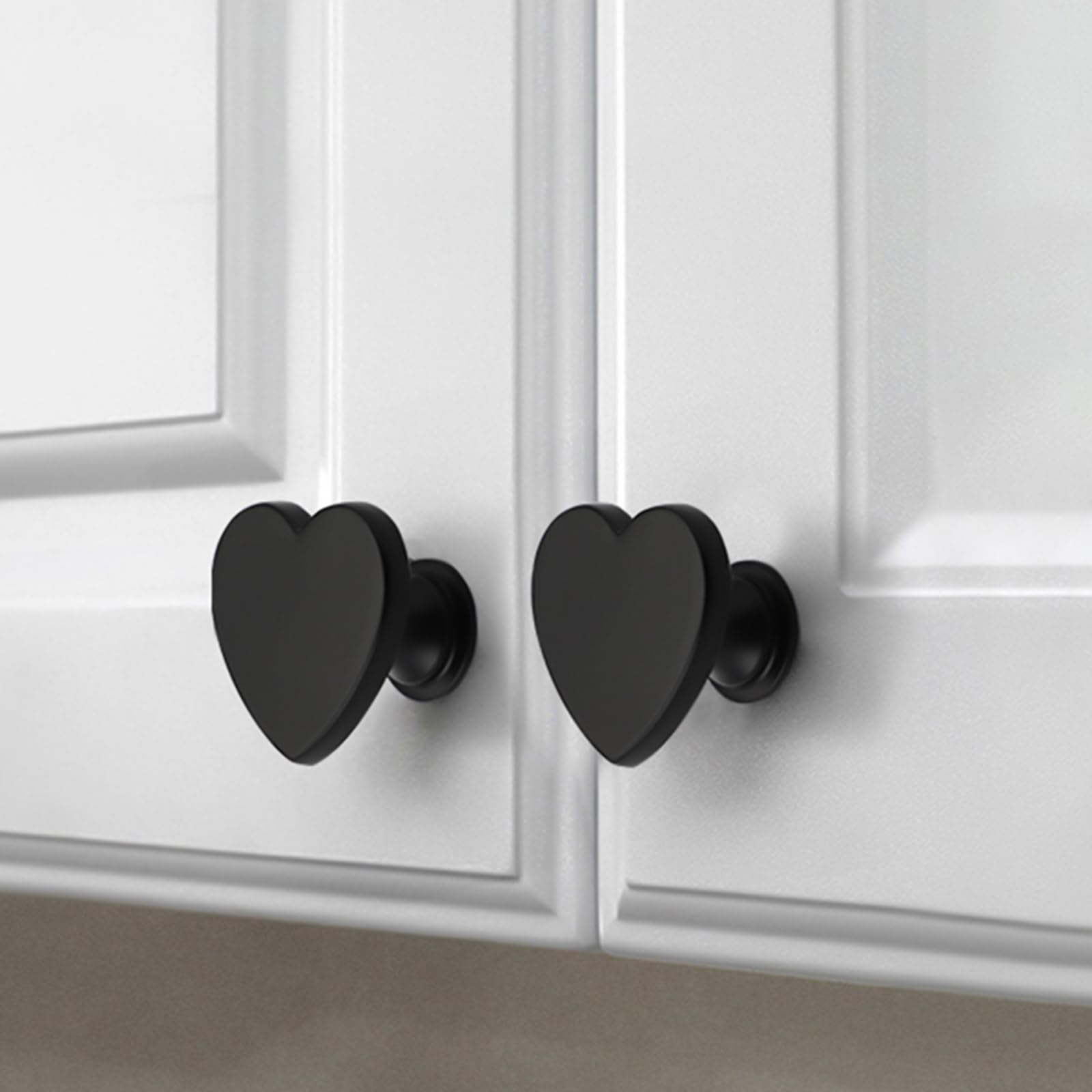 6-Piece Heart-Shaped Black Cabinet Knobs & Drawer Pulls - Matte Finish Kitchen Cabinet Hardware for Wardrobe, Dresser, Wine Cabinet - Perfect for Bedroom, Bathroom & Home Decor Upgrade
