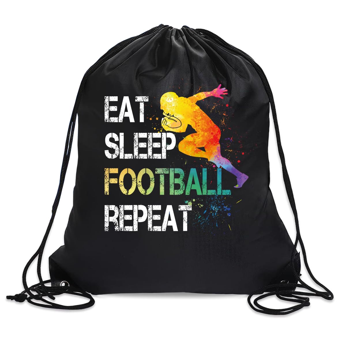 Waterproof Football Drawstring Backpack for Men & Women - Sport Sackpack for Football Lovers & Fans - Funny Birthday Christmas Gym Bag Gift for Him Her - Perfect for Training, Games & Travel