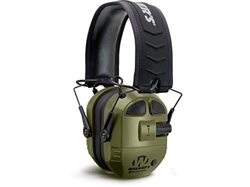 Walker's Ultimate Digital Quad Connect Electronic Ear Muffs for Shooting & Hunting - Noise Reduction Hearing Protection with 4 Microphones (Olive Drab) - Perfect for Range, Construction & Outdoor Activities