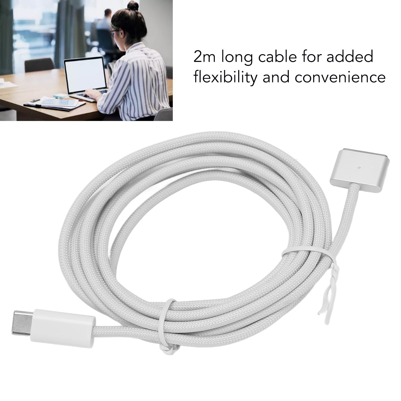 Zunate USB C to MagSafe 3 Charging Cable 2m - 140W Fast Charging Braided Nylon Cable with LED Indicator - Compatible with MacBook Pro/Air, iPhone 15/14/13 - Perfect for Home, Office & Car Charging