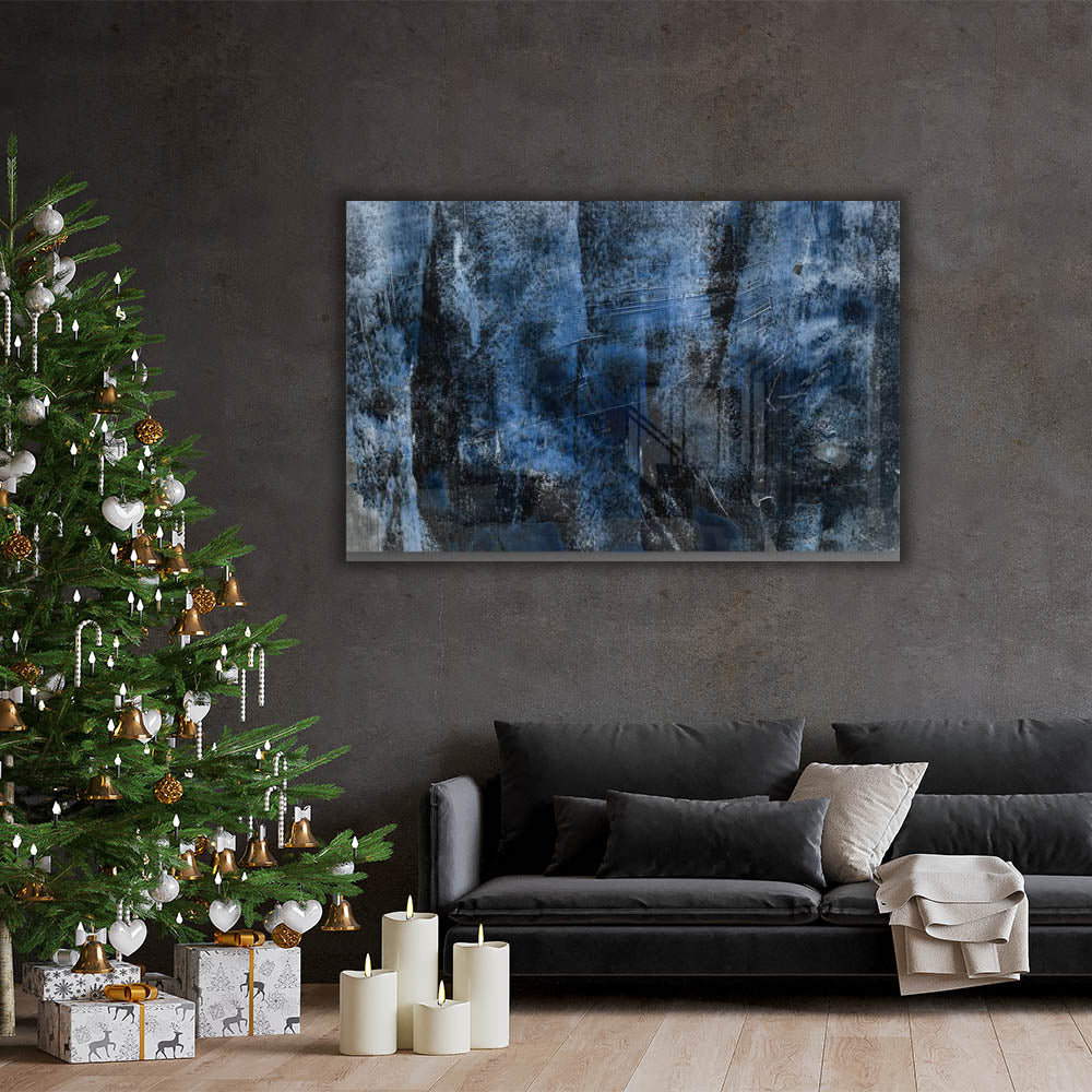 Abstract Black & Blue Wall Art Canvas Painting - Modern Home Decor for Living Room, Bedroom & Office - Perfect for Adding Stylish Elegance to Any Space