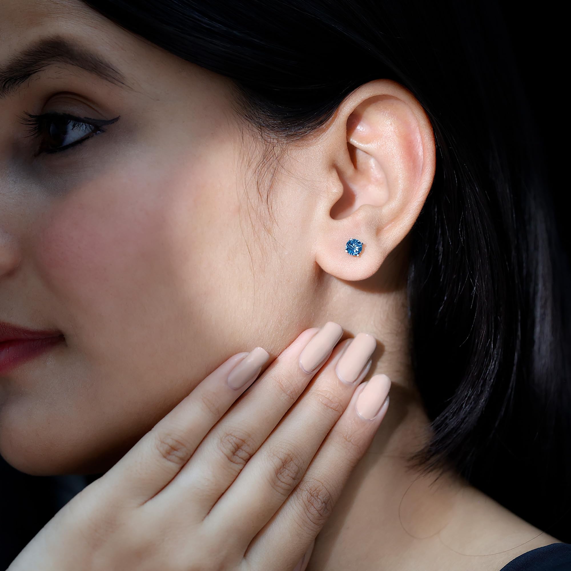 London Blue Topaz Solitaire Screw Back Stud Earrings - December Birthstone Jewelry, Elegant Gift for Women, Perfect for Birthdays, Anniversaries & Special Occasions