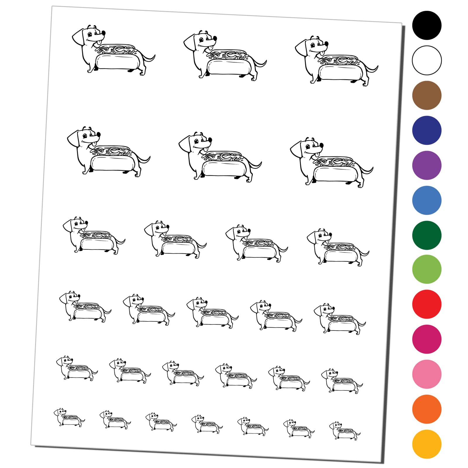 Dachshund Dashing Hot Dog Wiener Temporary Tattoo - Waterproof Fake Body Art Set (Black, 1 Sheet) - Perfect for Parties, Festivals & Costume Events