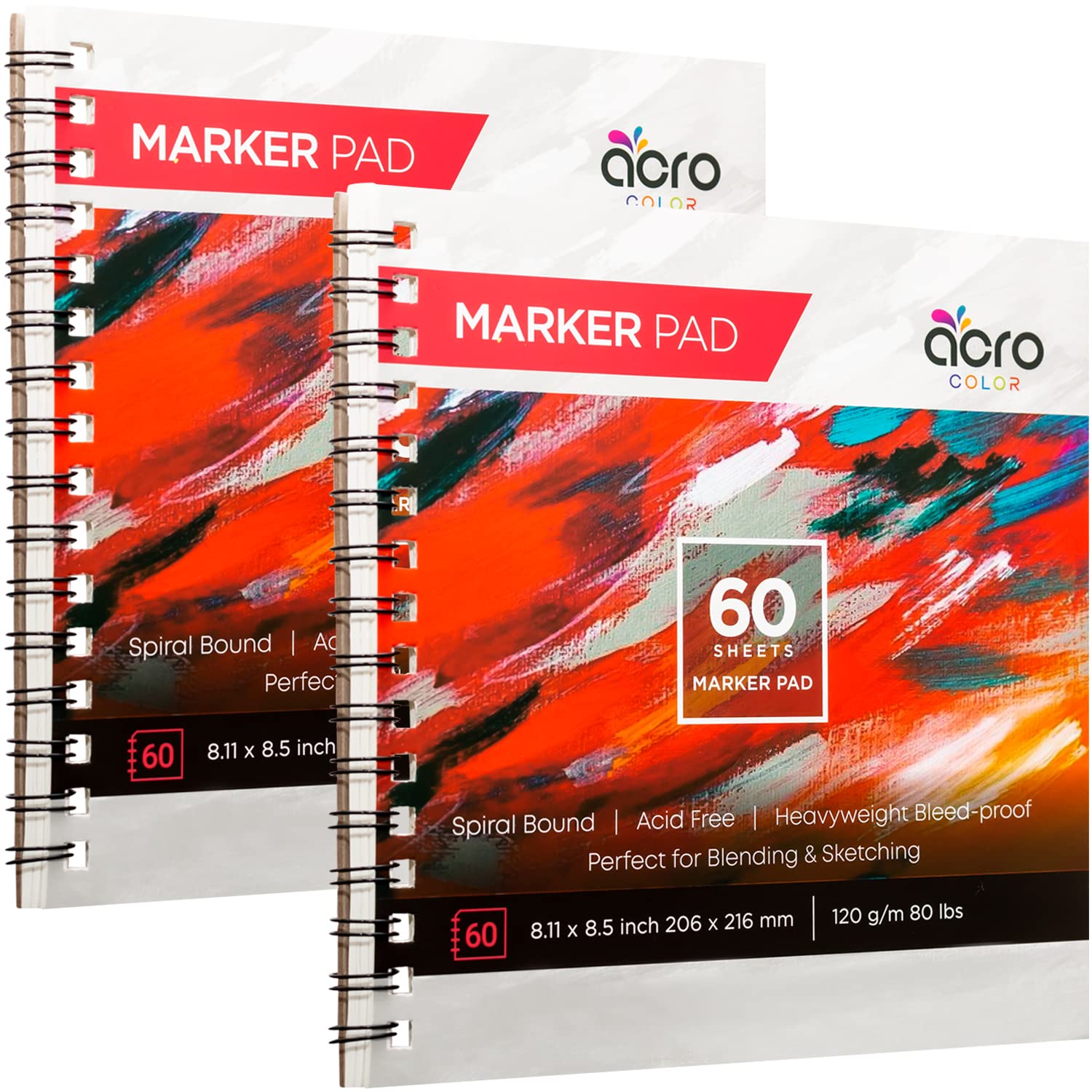 Premium Marker Sketchbook - Bleedproof Smooth Coated Art Paper for Alcohol Markers, Sketching & Drawing - 120 GSM (80 LB) - 8.11