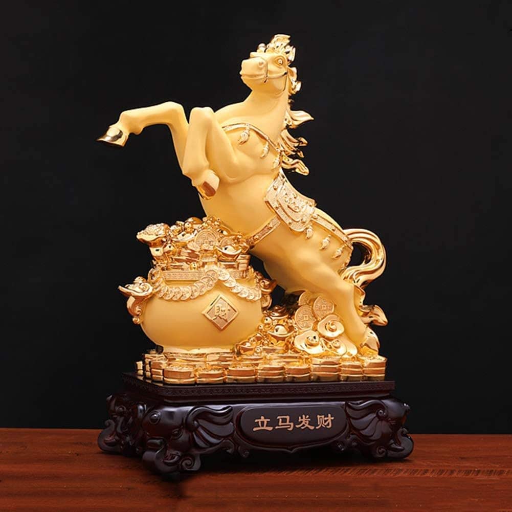 Premium Feng Shui Horse Statue - Handcrafted Resin Sculpture for Home & Office Decor, Wealth & Prosperity Symbol - Perfect for Living Room, Entrance, Bathroom, or Garden Decoration