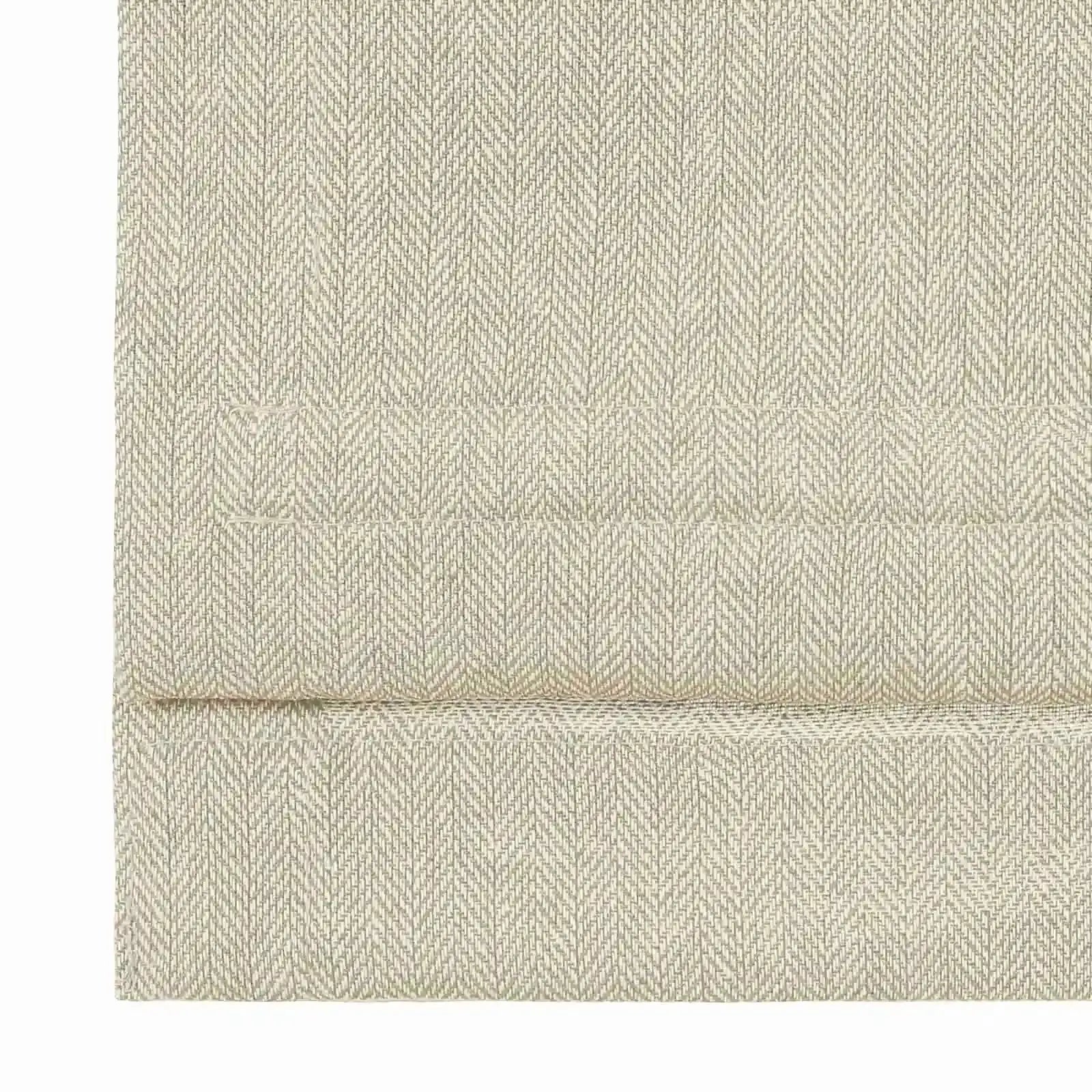 Ron Linen Cotton Herringbone Roman Shade - Cordless Window Treatment for Living Room, Bedroom & Office (Blackout/Sheer Options)