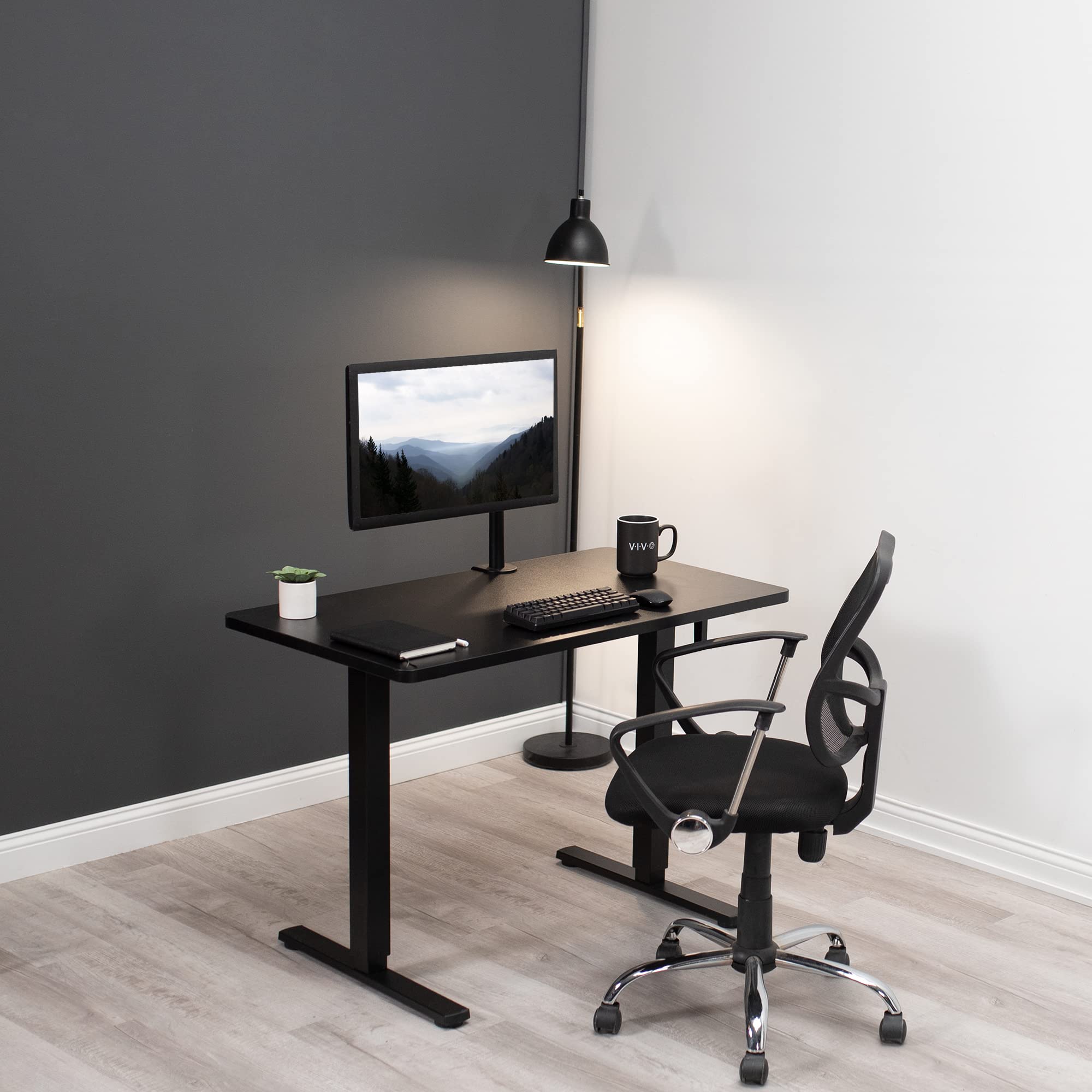 VIVO 43 x 24 Inch Adjustable Height Standing Desk - White Solid One-Piece Tabletop & Frame, Manual Crank with Foldable Handle - Perfect for Home Office, Study Room & Small Workspaces