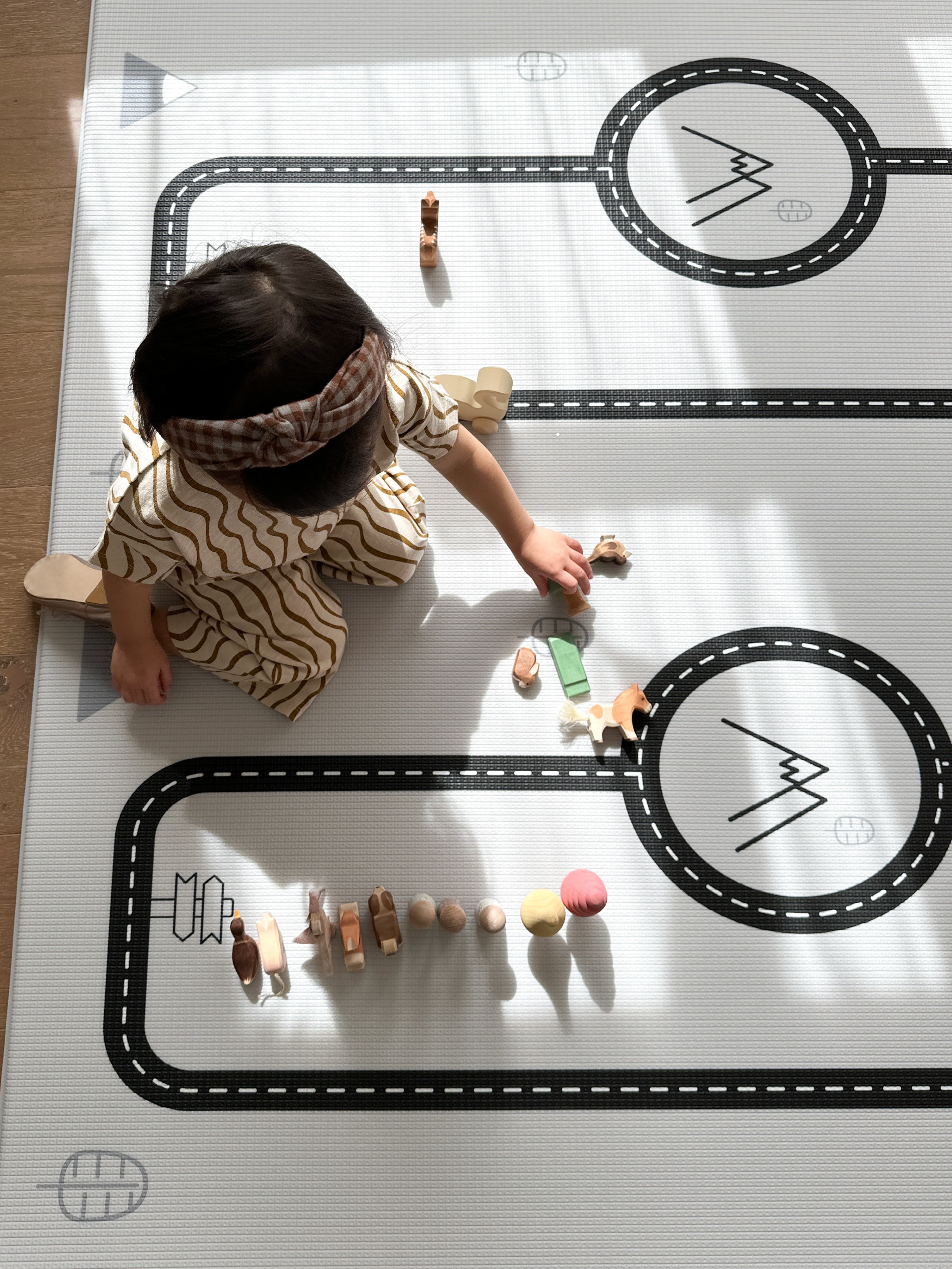 Little Bot Baby Play Mat - Non-Toxic, Waterproof Playmat for Infants & Toddlers (Ofie Mat, Country Road + Triangle Design) - Perfect for Nursery, Playroom & Daycare Floor Activities