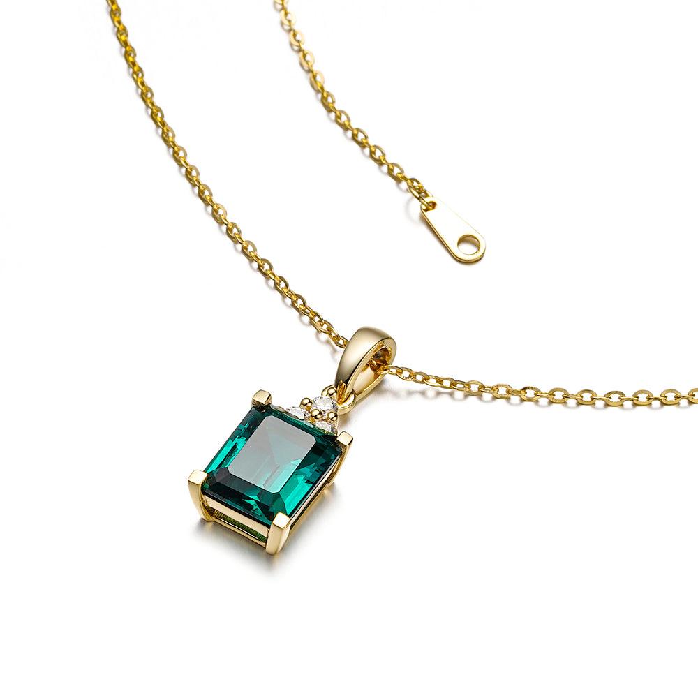 4 CT Emerald Cut Emerald Pendant with Trio Moissanite Diamonds - Elegant Jewelry for Weddings, Anniversaries & Special Occasions