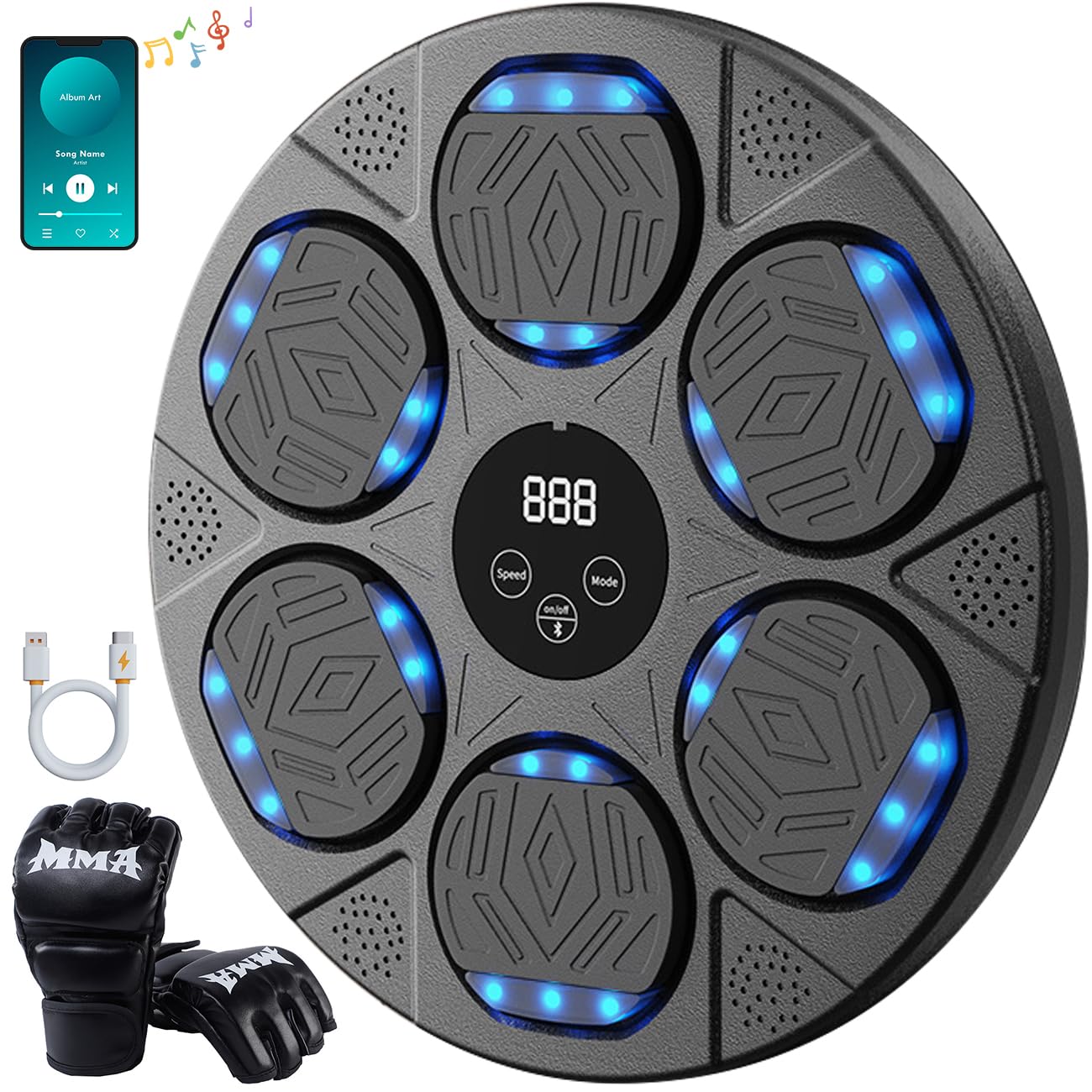 Smart Bluetooth Music Boxing Machine with Gloves - Wall Mounted Boxing Equipment for Home Workouts | Perfect for Fitness Training, Stress Relief & Interactive Exercise
