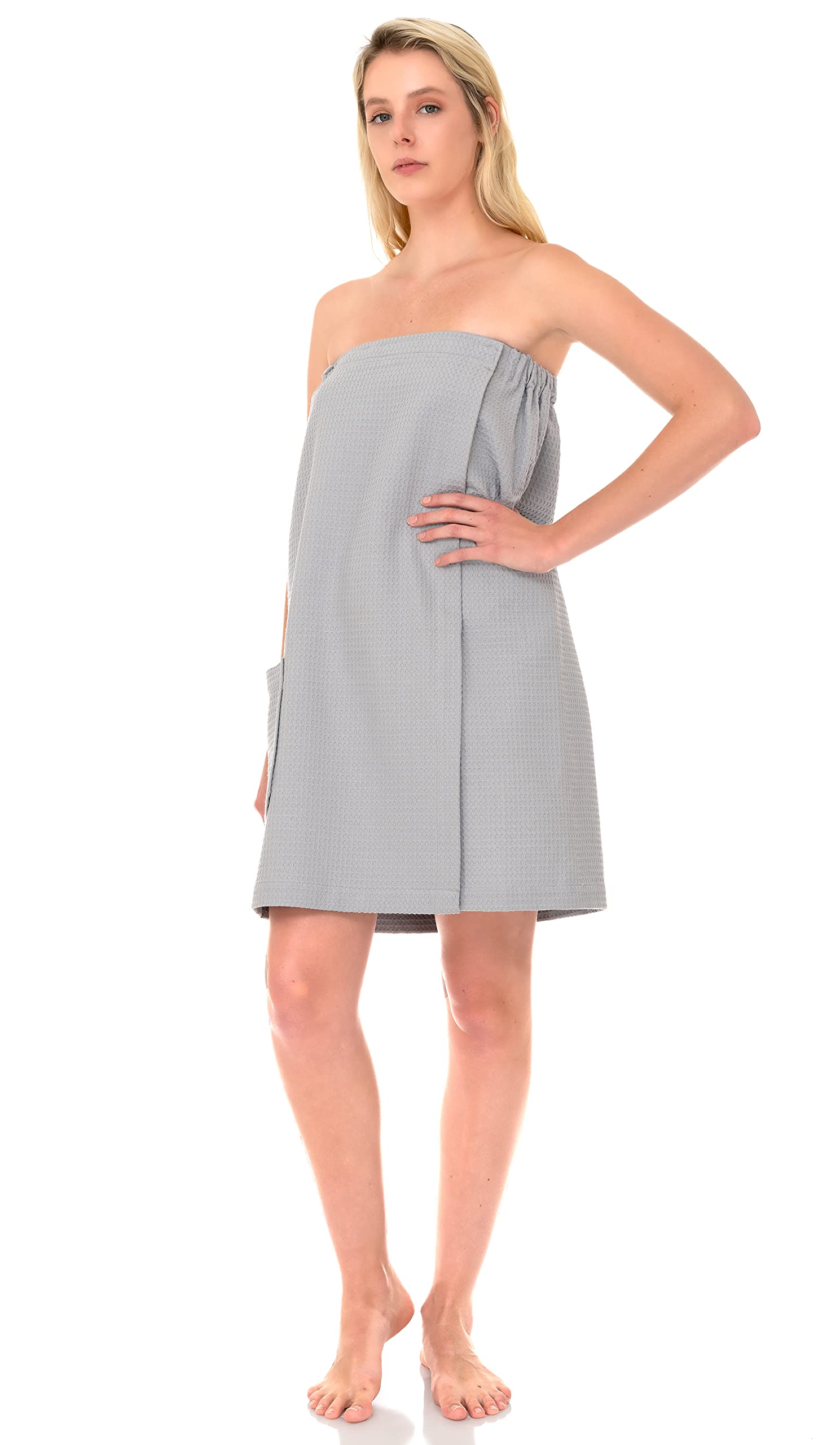 TowelSelections Women's Adjustable Waffle Bath Wrap - Soft Shower Towel Cover Up for Spa, Pool & Beach - Quick Dry Bathrobe Alternative with Belt for Relaxation & Lounging
