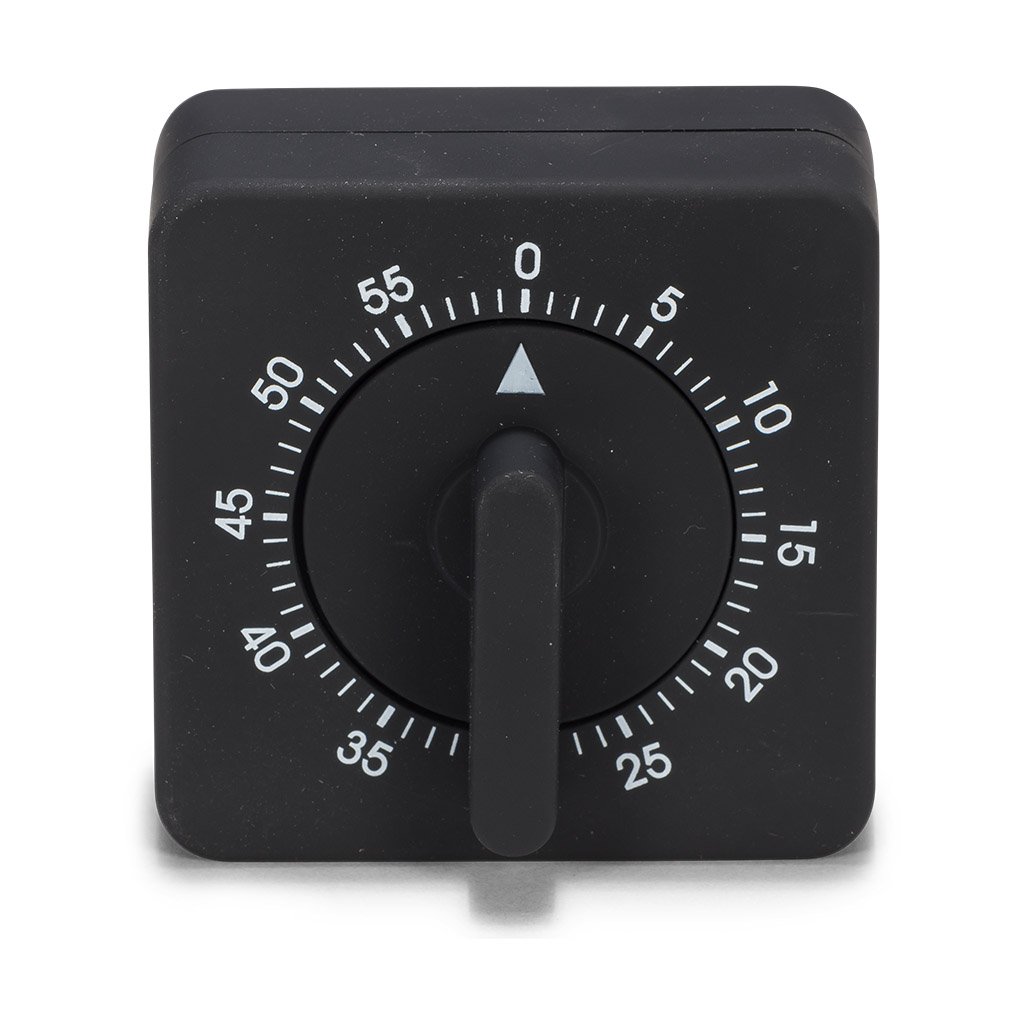 Patisse Square Silicone Kitchen Timer with Dial - Black | Magnetic Countdown Timer for Baking, Cooking, and Classroom Use