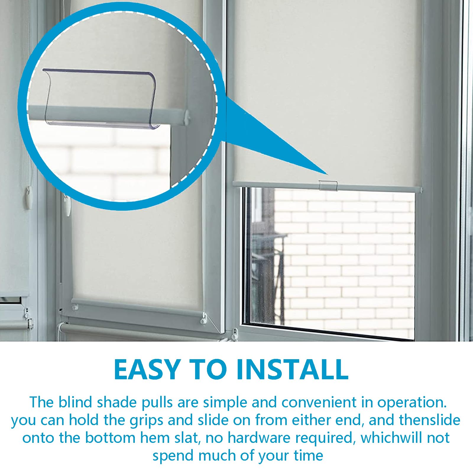 Clear Roller Window Shade Plastic Hem Grip - 4-Piece Set for Easy Pull Down Shades, Perfect for Home, Office, and Classroom Window Coverings