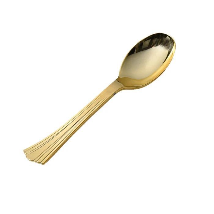 12 Inch Gold Plastic Serving Spoon - 1 Pack - Elegant Disposable Cutlery for Parties, BBQs, and Catering Events