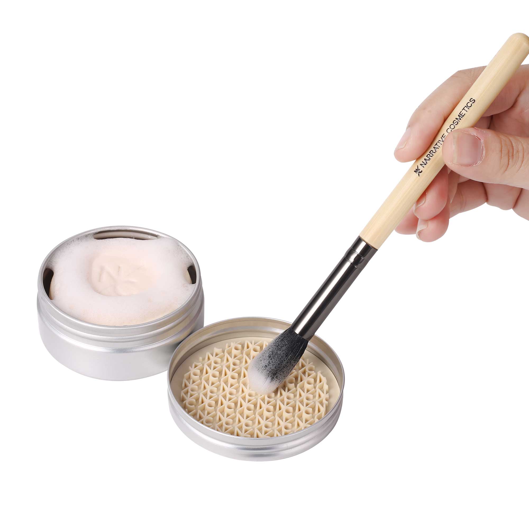 Professional Solid Makeup Brush Cleanser Soap with Silicone Cleaning Pad - Vanilla Scented (2.45 Oz) | Deep Cleans Cosmetic Brushes | Perfect for Home & Salon Use