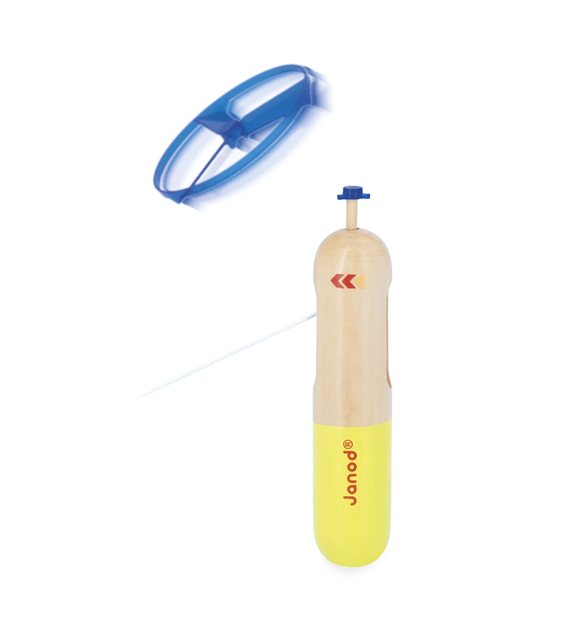 Janod Applepop Propeller Launcher Toy - Fun Outdoor Flying Disc for Kids - Perfect for Backyard Play, Park Games & Family Activities