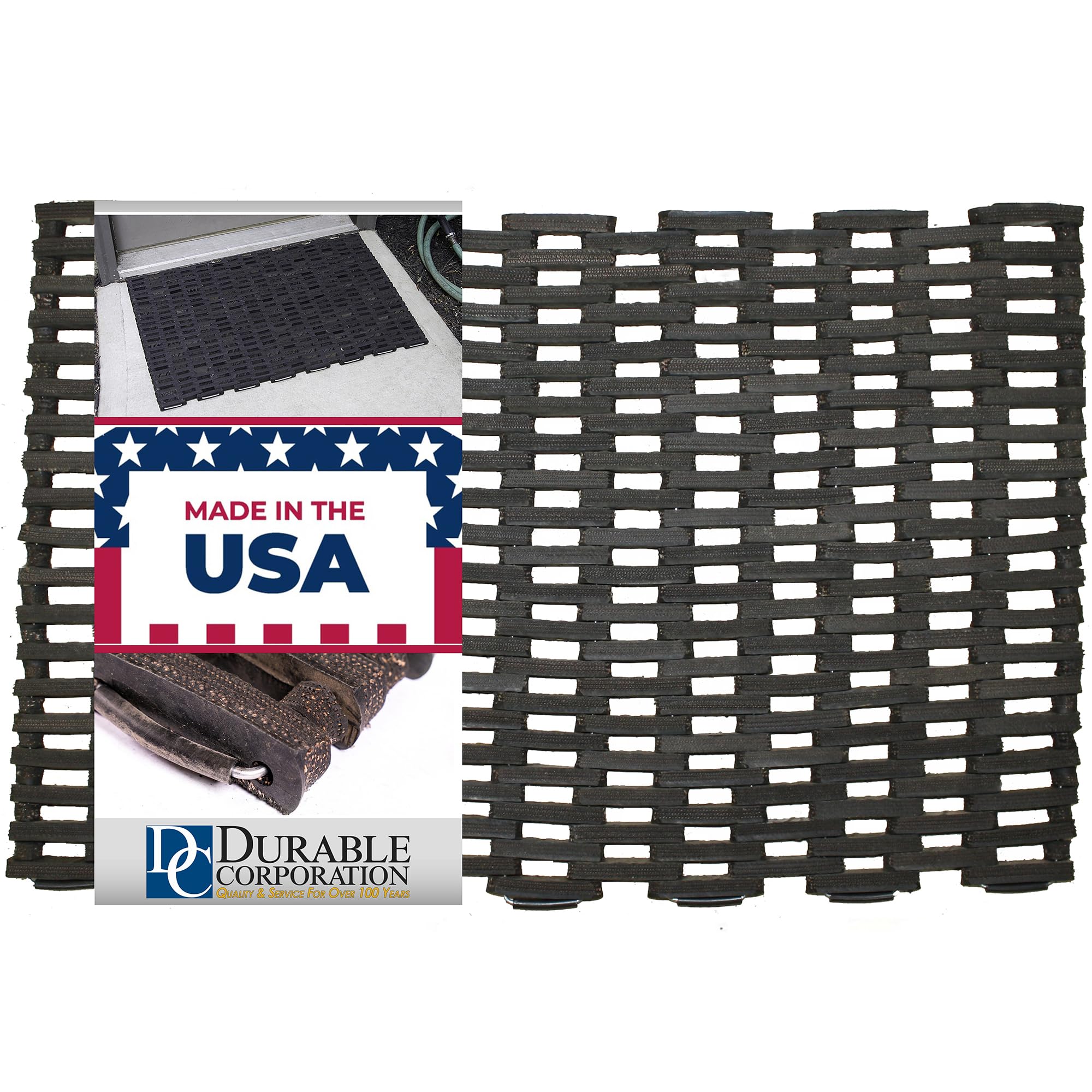 Durable Durite Recycled Tire-Link Outdoor Entrance Mat, Straight Weave, 17