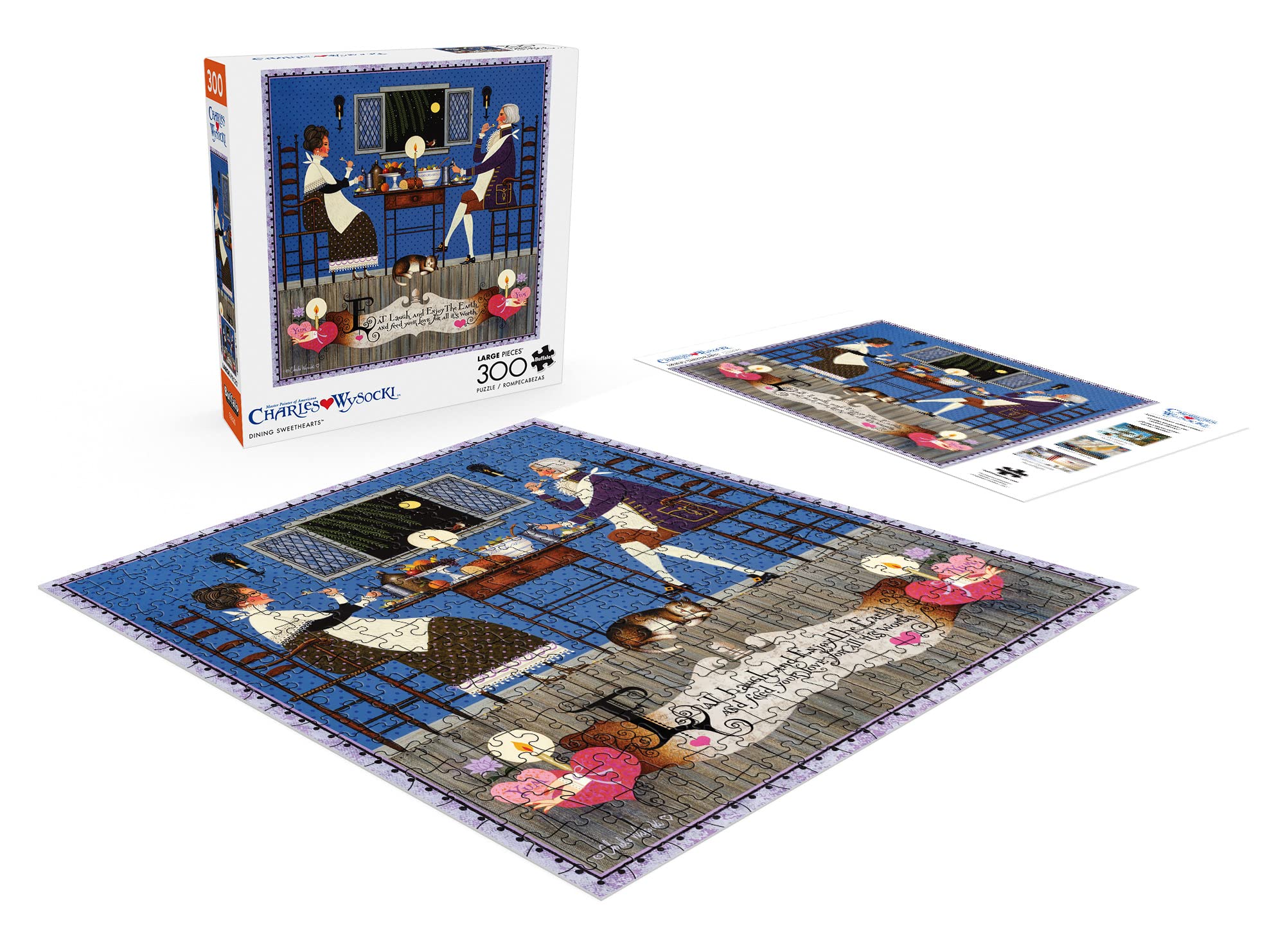 Buffalo Games Charles Wysocki Dining Sweethearts 300 Piece Jigsaw Puzzle for Adults - Challenging Puzzle Game for Family Game Nights & Relaxation - Finished Size 21.25