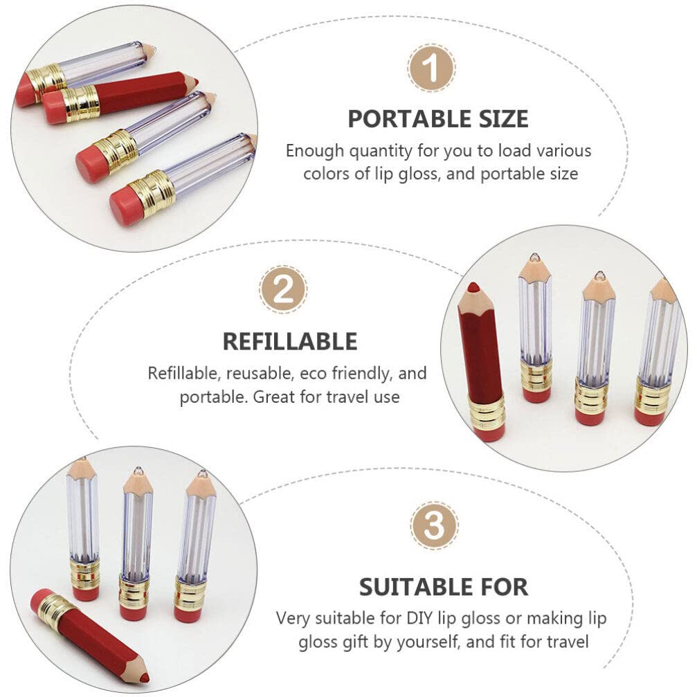 EXCLUZO 20Pcs Empty Refillable Lip Gloss Tubes - Pencil Shaped Mini Lip Gloss Containers for DIY Cosmetics, Lipstick Samples (Perfect for Women & Girls) - Ideal for Makeup Artists, Beauty Salons, and Personal Lip Care Routines