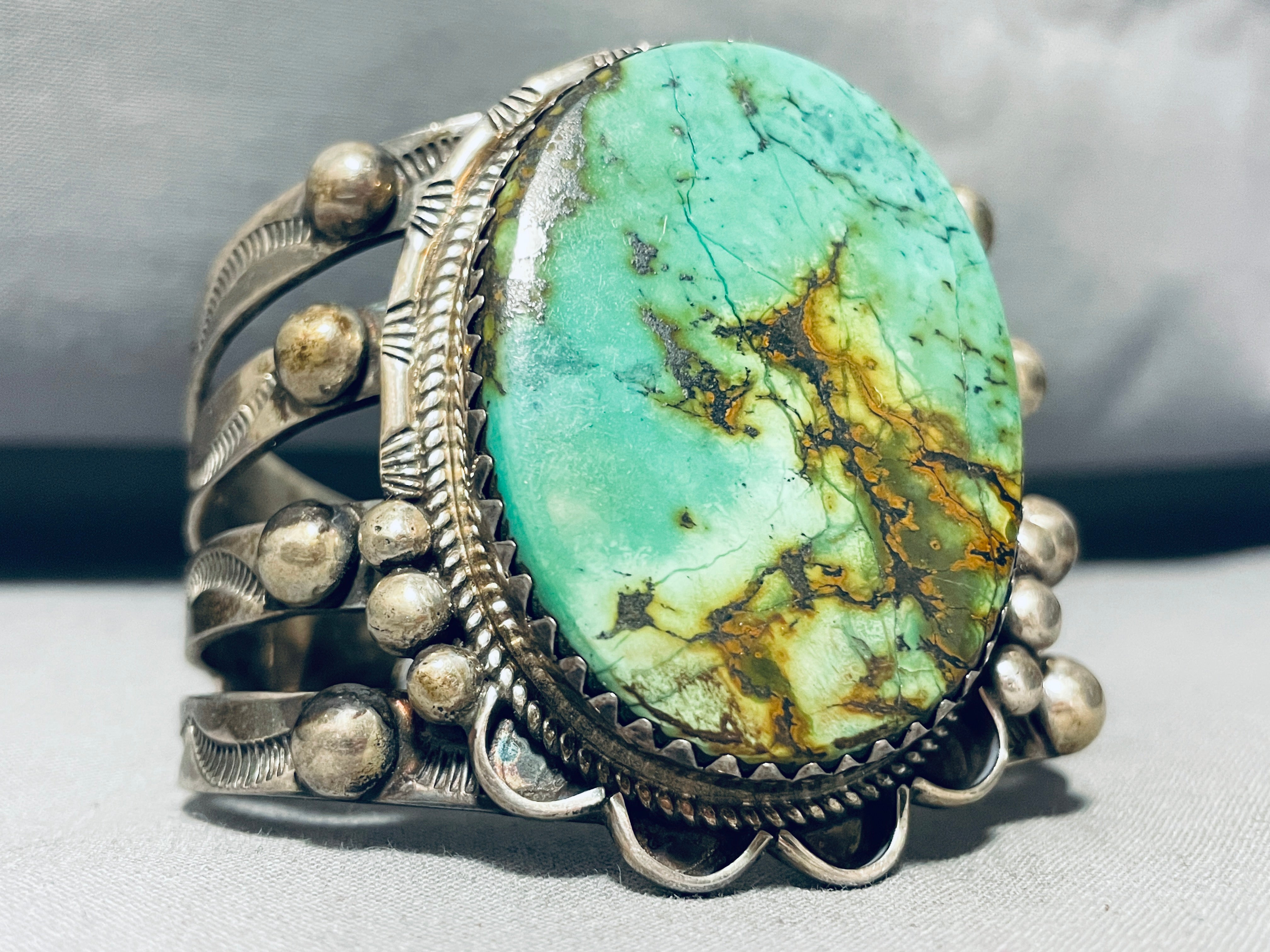 117 Gram Stunning Vintage Native American Navajo Royston Turquoise Sterling Silver Bracelet - Handcrafted Jewelry for Boho Fashion & Special Occasions