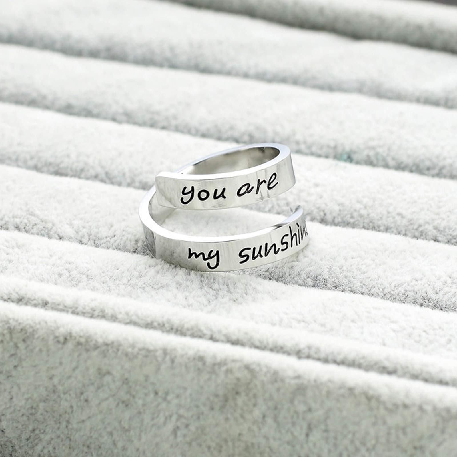Inspirational Rings for Women - Stainless Steel Spiral Wrap Twist Ring - Personalized Encouragement Jewelry - Birthday Gifts for Her - Perfect for Daily Wear, Special Occasions & Motivational Gifts