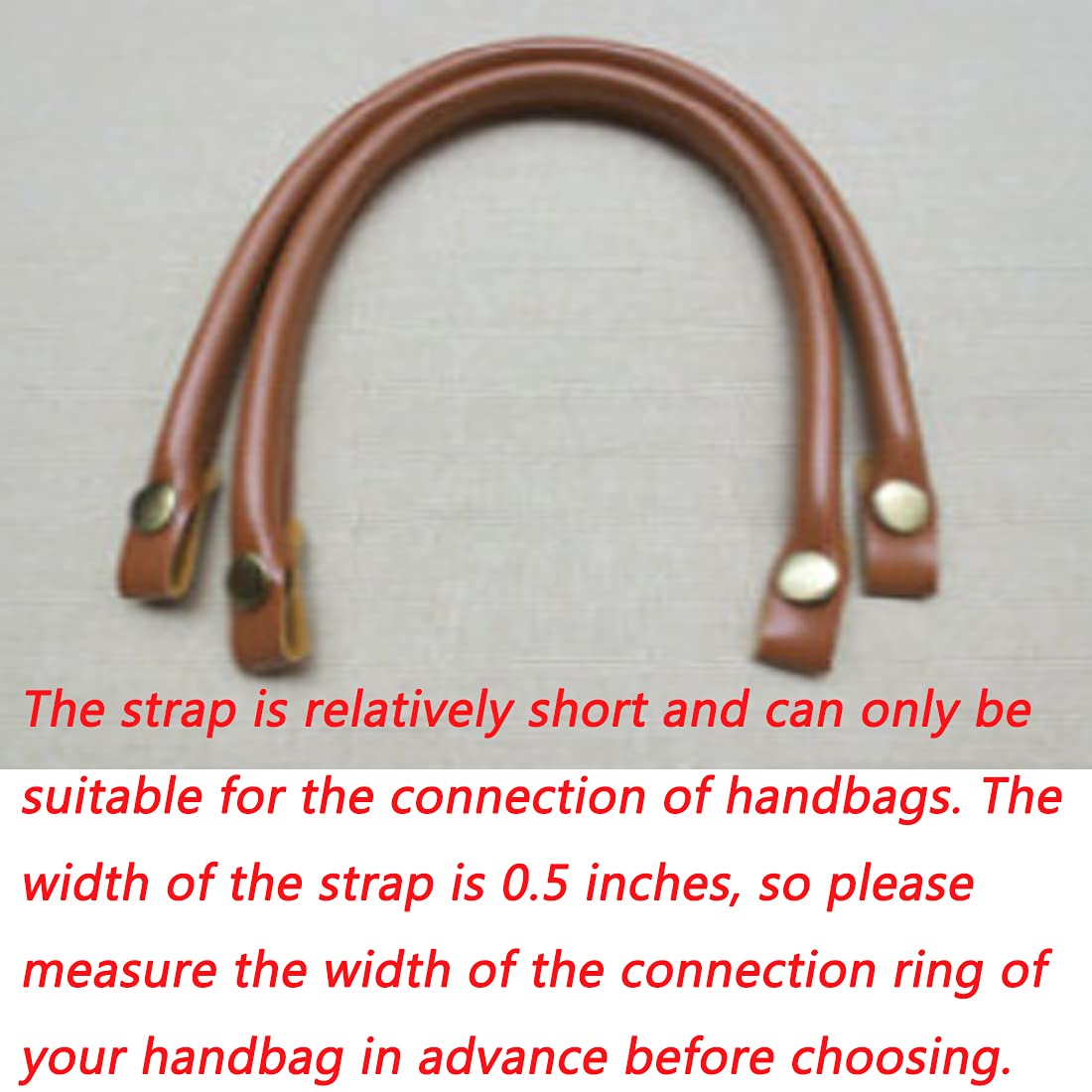 Semetall 2-Pack 0.5 Inch Wide 15.7 Inch PU Leather Replacement Handbag Straps - Brown Purse Handles for Women's Bags | Durable Shoulder Strap for Tote, Satchel & Crossbody Bags