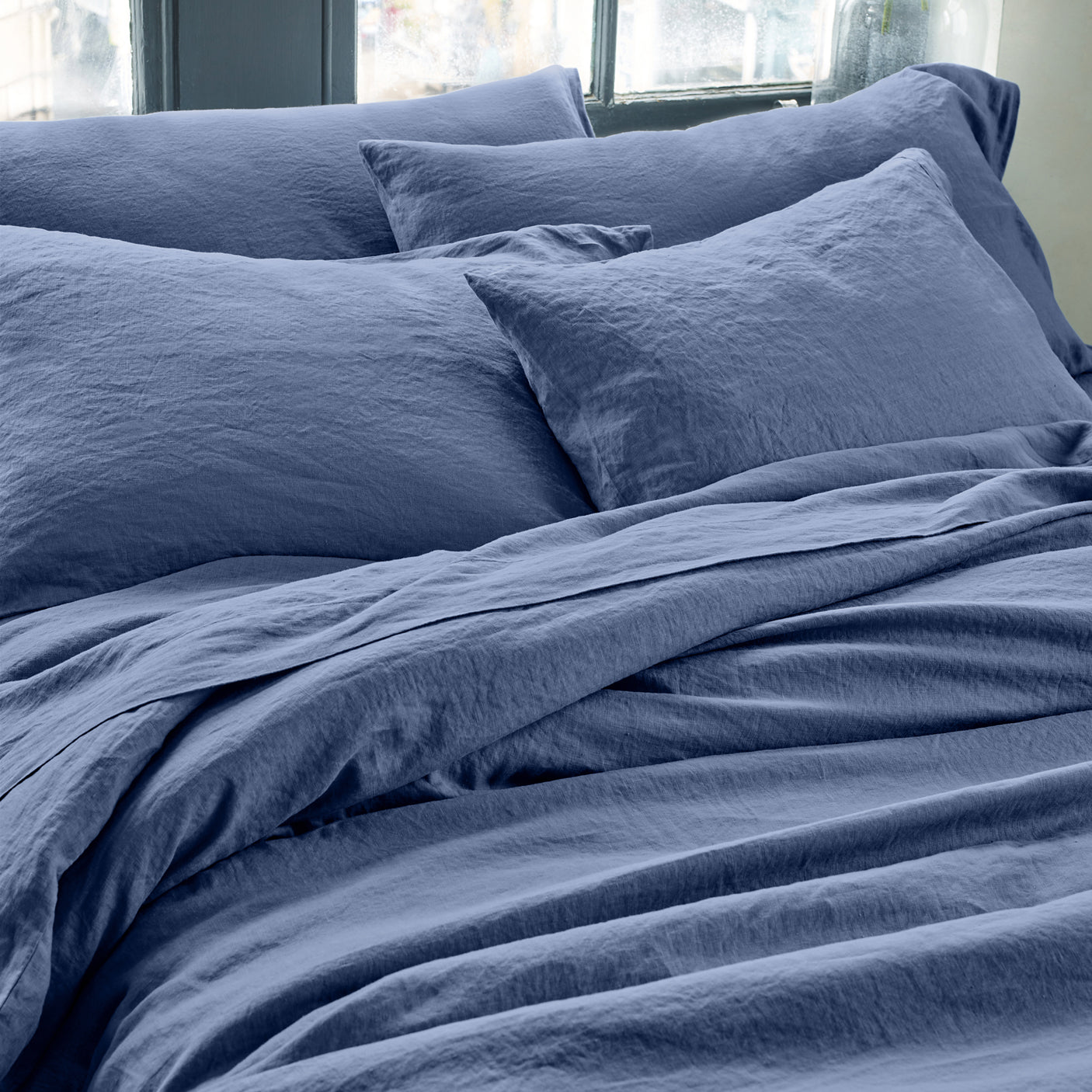 Premium Blueberry Linen Blend Pillowcase Set (2-Pack) - Soft & Breathable Bedding for Side Sleepers - Perfect for Master Bedroom, Guest Room & Airbnb