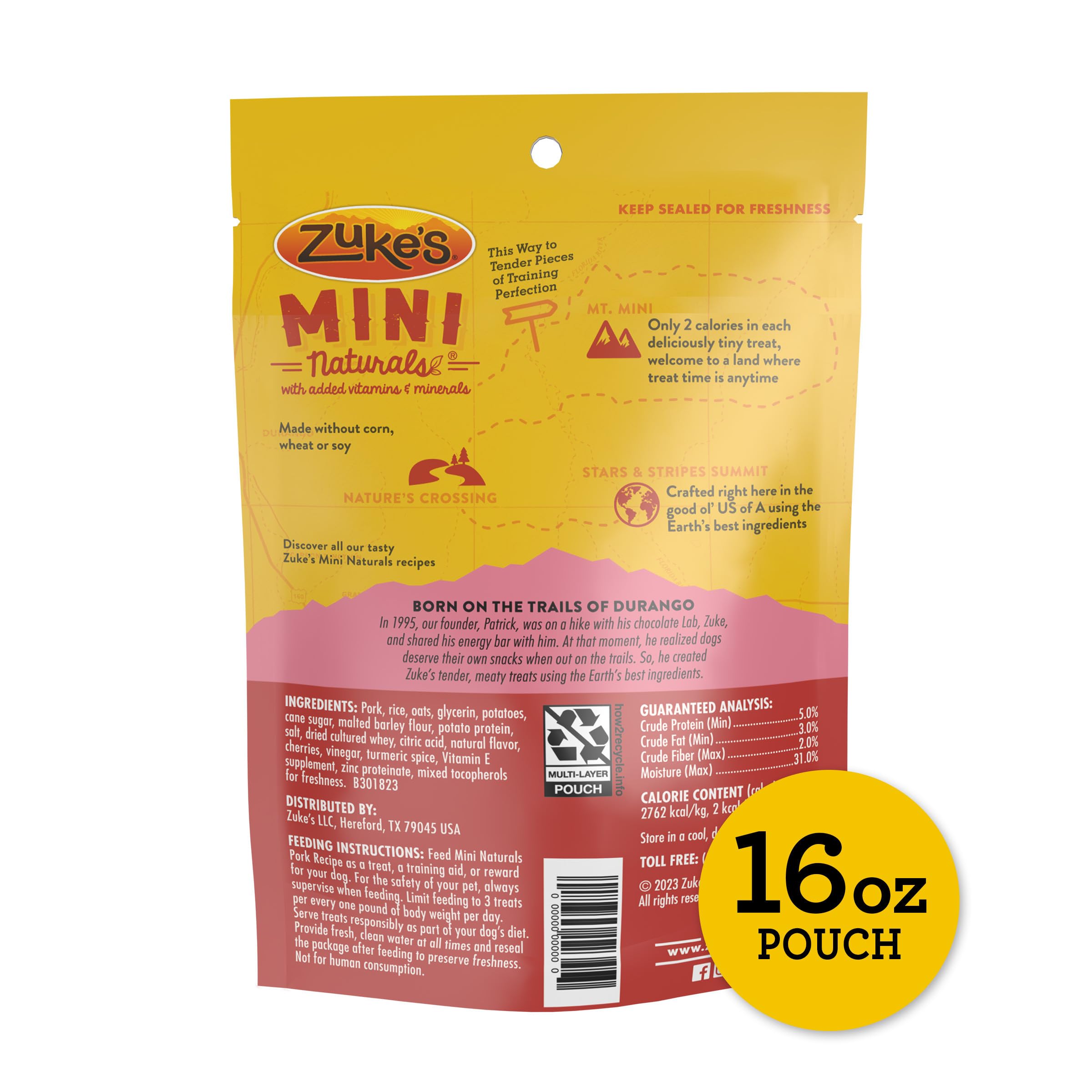 Zuke's Mini Naturals Real Pork Dog Training Treats - 6 oz Resealable Pouch | Healthy Pet Snacks for Small & Large Dogs | Perfect for Obedience Training, Rewards & Outdoor Adventures