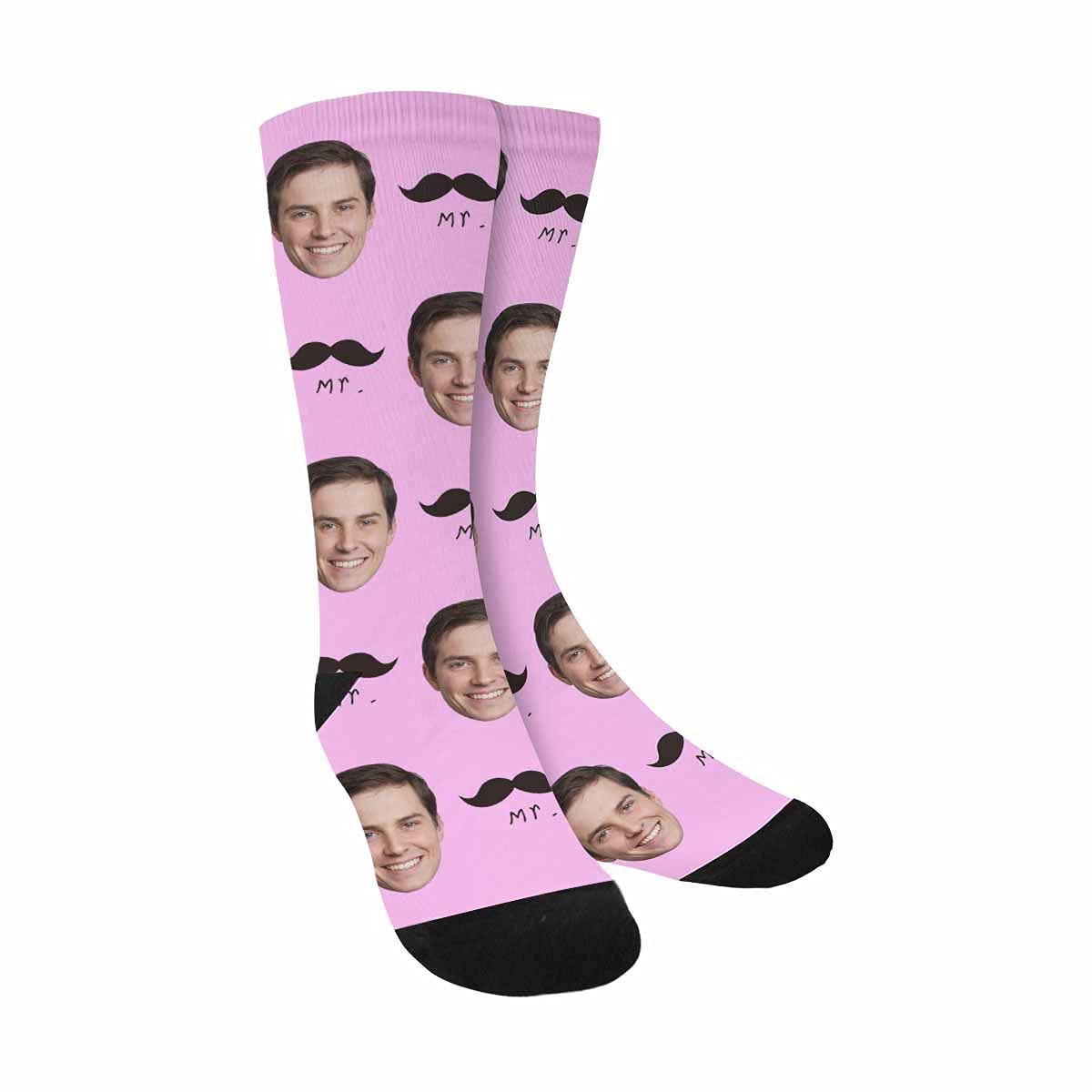 Custom Photo Socks - Personalized Sublimated Crew Socks with Your Face or Beard Design | Unique Gift for Birthdays, Anniversaries & Special Occasions | Fun Novelty Socks for Men & Women