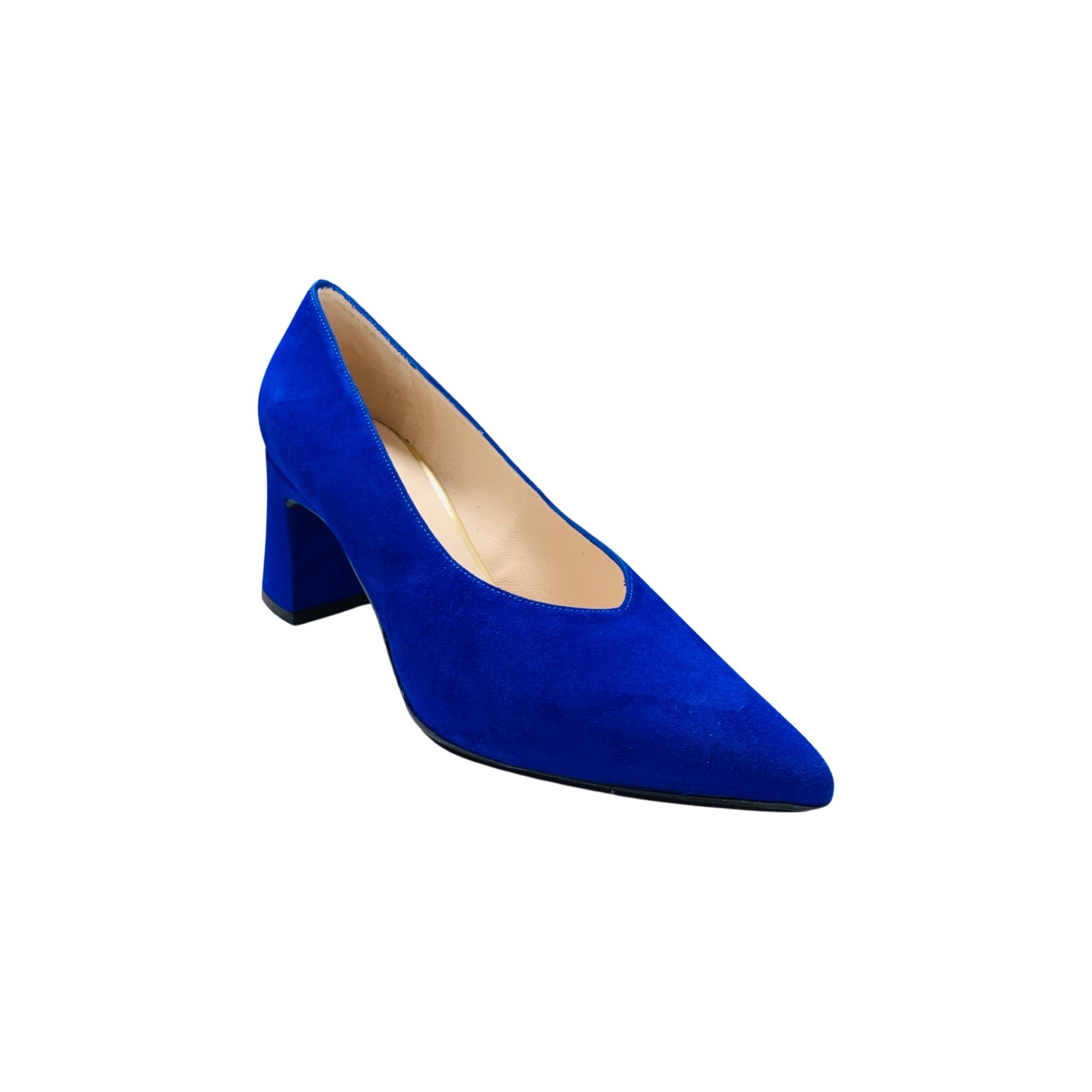 Masana Women's Cobalt Blue Suede Block Heel Pumps - Comfortable Mid Heel Dress Shoes for Office, Wedding & Evening Events