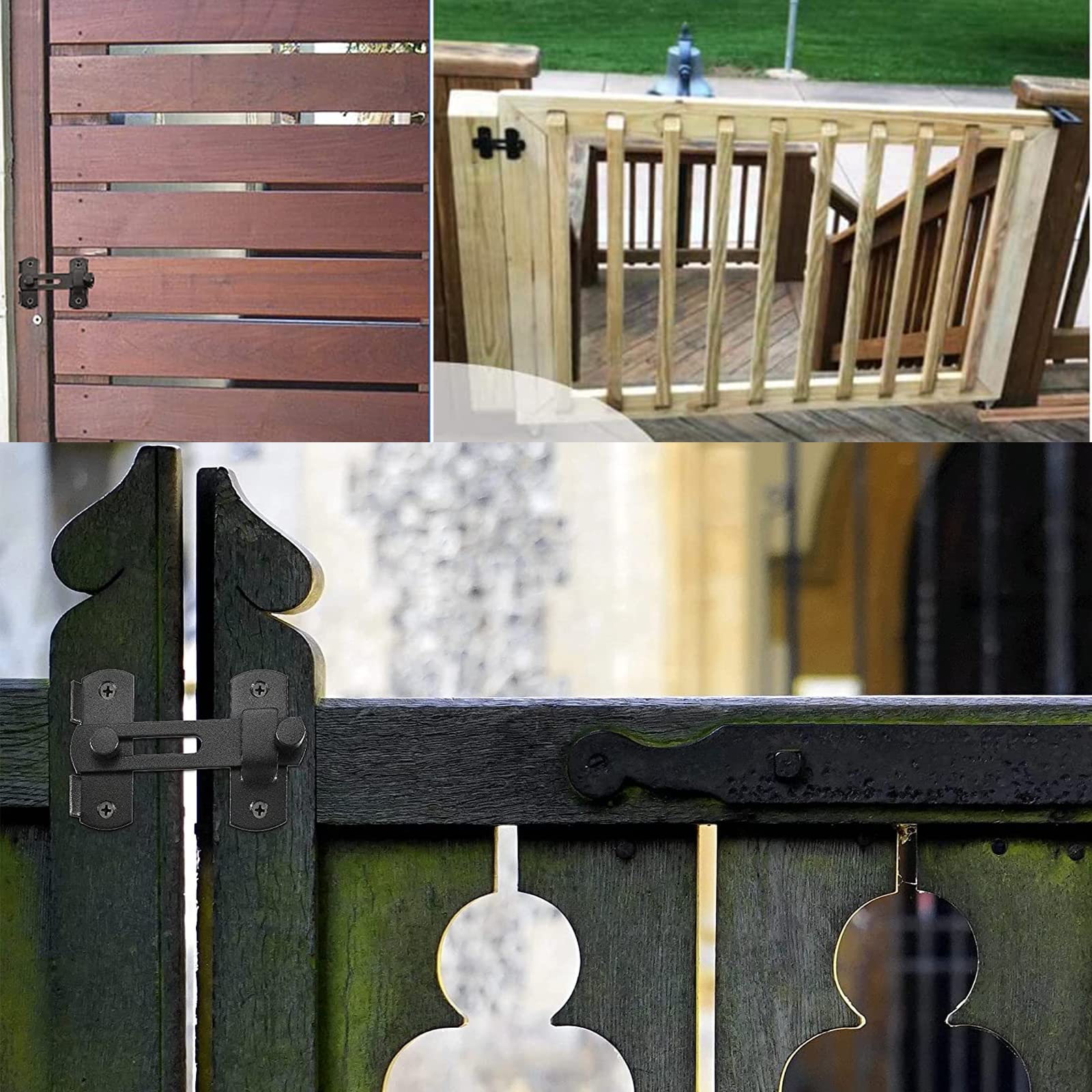 **Heavy Duty Double French Door Refrigerator Lock - 2 Pack Black Sliding Barn Door Latch for Wine Coolers, Bathrooms & Garages - Secure Outdoor Spaces, Home, Office & Commercial Use - Ideal for Kitchen, Pantry & Storage Security | Perfect for Modern Homes, Restaurants & Retail Stores | Great for Securing Fridges, Cabinets & Storage Units in Homes, Businesses & Commercial Spaces**