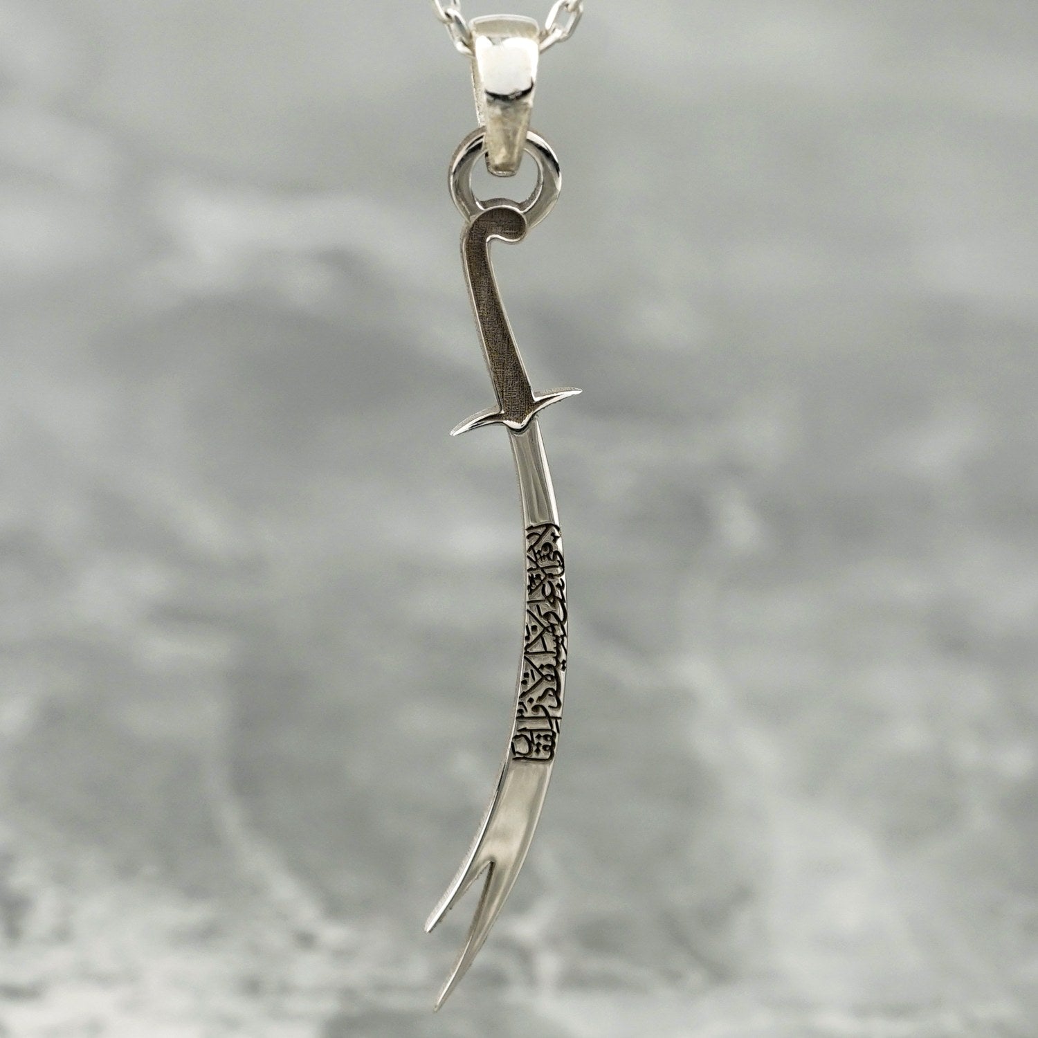 Zulfiqar Sword Necklace - 925 Sterling Silver Islamic Pendant for Men & Women | Muslim Jewelry Gift for Eid, Wedding & Special Occasions