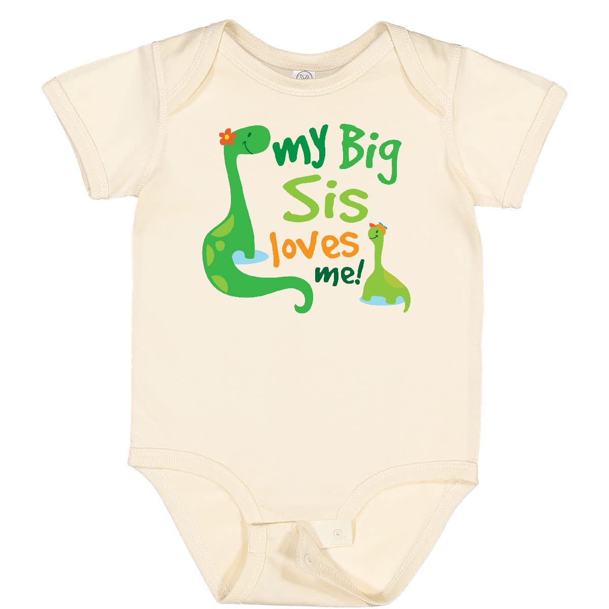 Inktastic Big Sister Loves Me Boy Dinosaur Brother Baby Bodysuit - Cute Dinosaur Sibling Matching Outfit for Newborns & Toddlers - Perfect for Family Photos, Sibling Bonding & Special Occasions
