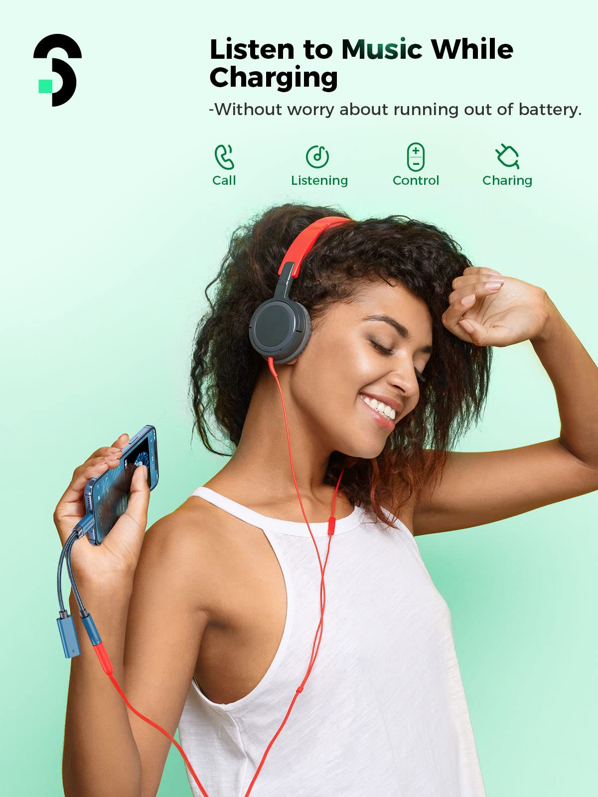 SOOMFON 2-in-1 USB C to 3.5mm Headphone Jack & PD 60W Fast Charging Adapter - Compatible with iPad Pro 2020, Galaxy S20+, Pixel 4 XL - Blue | Perfect for Travel, Work & Gaming with Simultaneous Audio & Charging