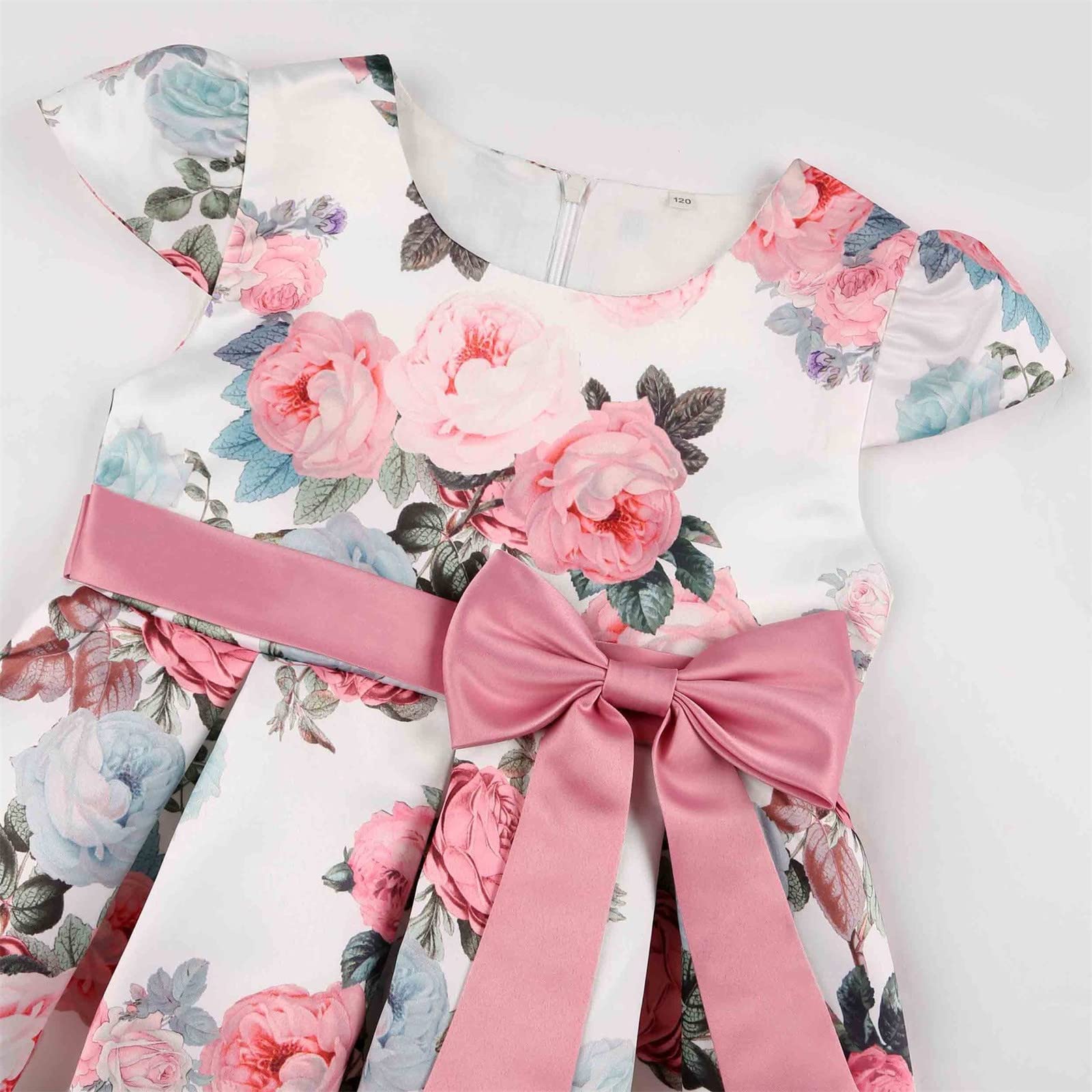 **Floral Print Toddler Girls Beach Dress - Short Sleeve Princess Sundress for Summer (Pink, Size 8) | Perfect for Beach Vacations, Birthday Parties & Outdoor Play**