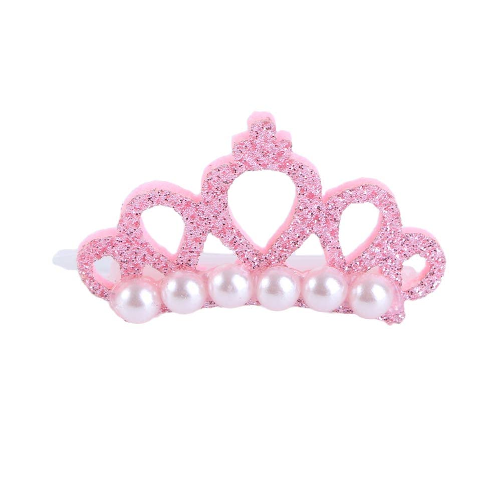 Sparkling Faux Pearl Crown Pet Hair Clips - Cute Cat & Dog Grooming Accessories for Small to Medium Pets (Pink) | Perfect for Pet Grooming, Cosplay & Special Occasions