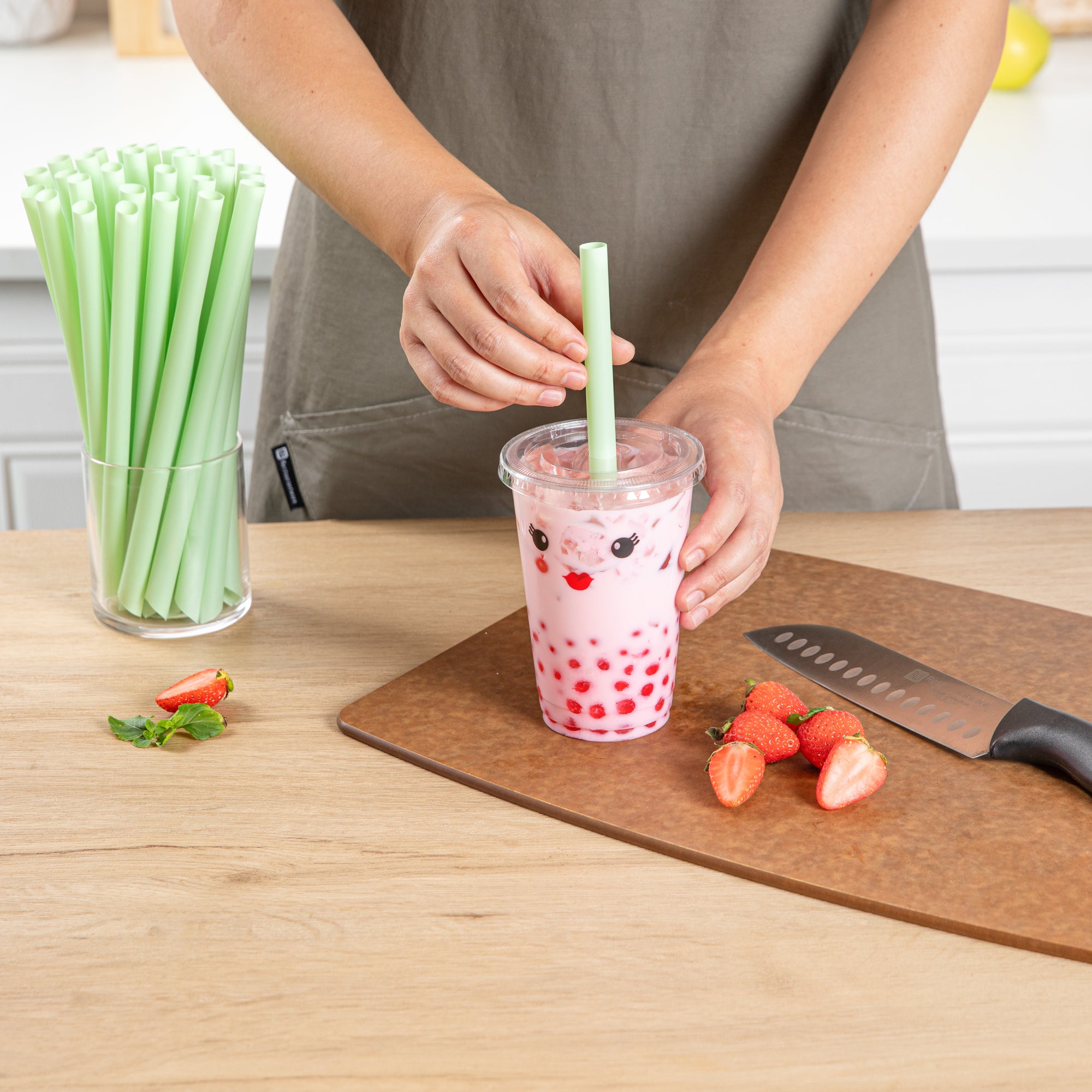 Eco-Friendly Extra Wide Boba Straws - 1000 Count Box | Compostable PLA Plastic, Pointed Tip | Perfect for Bubble Tea, Smoothies & Cold Drinks