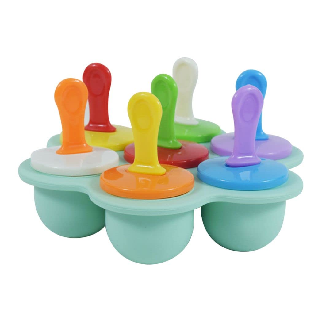 7-Cavity Silicone Popsicle Molds for Kids - DIY Ice Pop Maker with Colorful Sticks, Non-Stick Cake & Baby Food Storage Containers | Perfect for Summer Treats, Homemade Desserts & Party Snacks