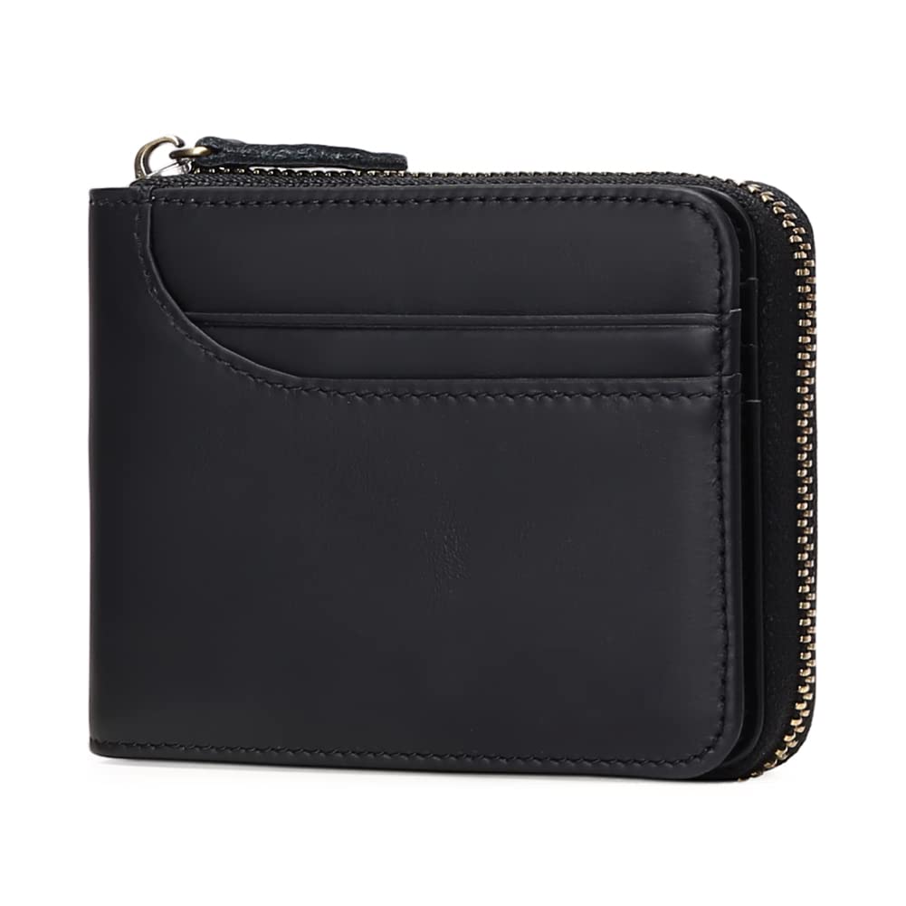 GOIACII Genuine Leather RFID Blocking Men's Wallet - Slim Front Pocket Bifold Wallet with Zip Around & Credit Card Holder - Perfect for Travel, Business & Everyday Use