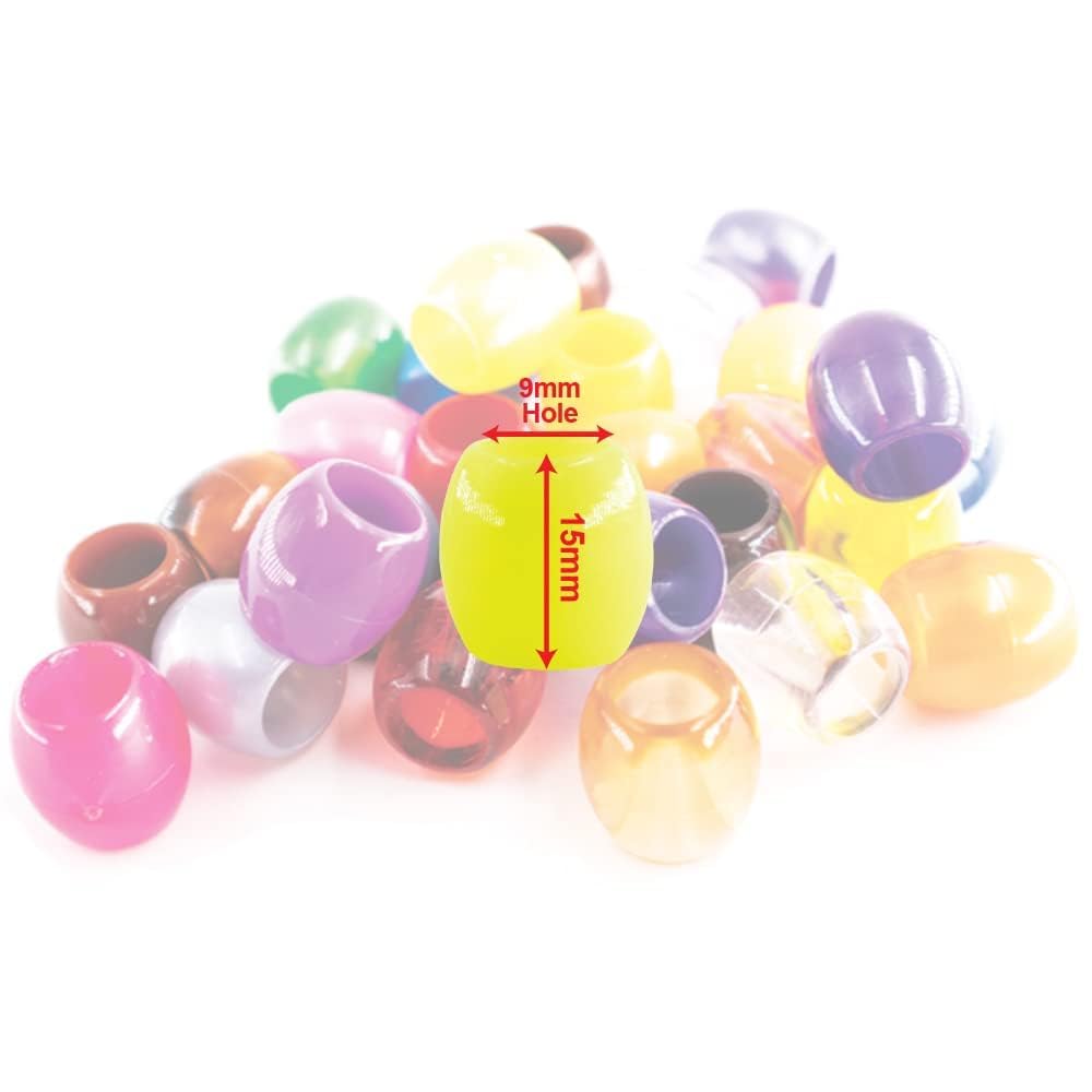 126 Pcs DIY Beads Jewelry Making Kit for Hair Braiding, Bracelets & Crafts - Jumbo Round Pony Beads in Rainbow Colors - Perfect for Kids Crafts, Party Favors & DIY Gift Making