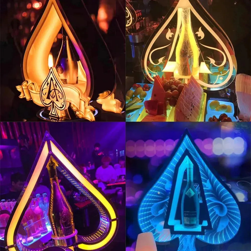 Rechargeable LED Champagne Bottle Display Case - 3 Bottle Capacity for Armand de Brignac & Ace of Spade - Perfect for Nightclubs, VIP Events & Luxury Gift Presentations