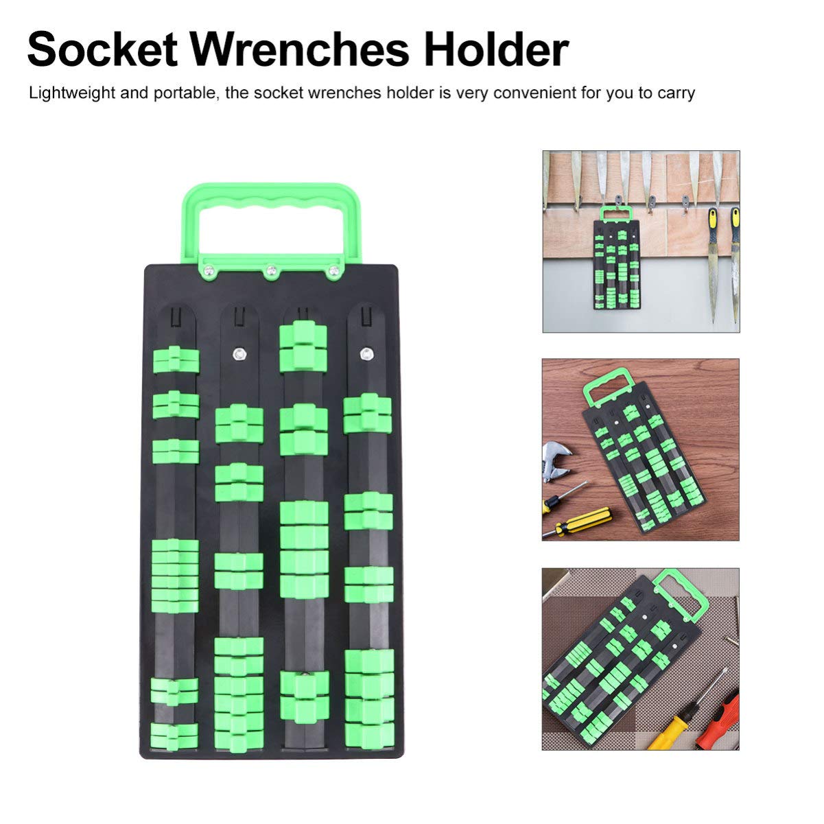 DOITOOL Magnetic Socket Organizer - Heavy Duty Socket Wrench Holder with Non-Slip Base for Toolbox, Garage & Workshop Storage (Fits 1/4